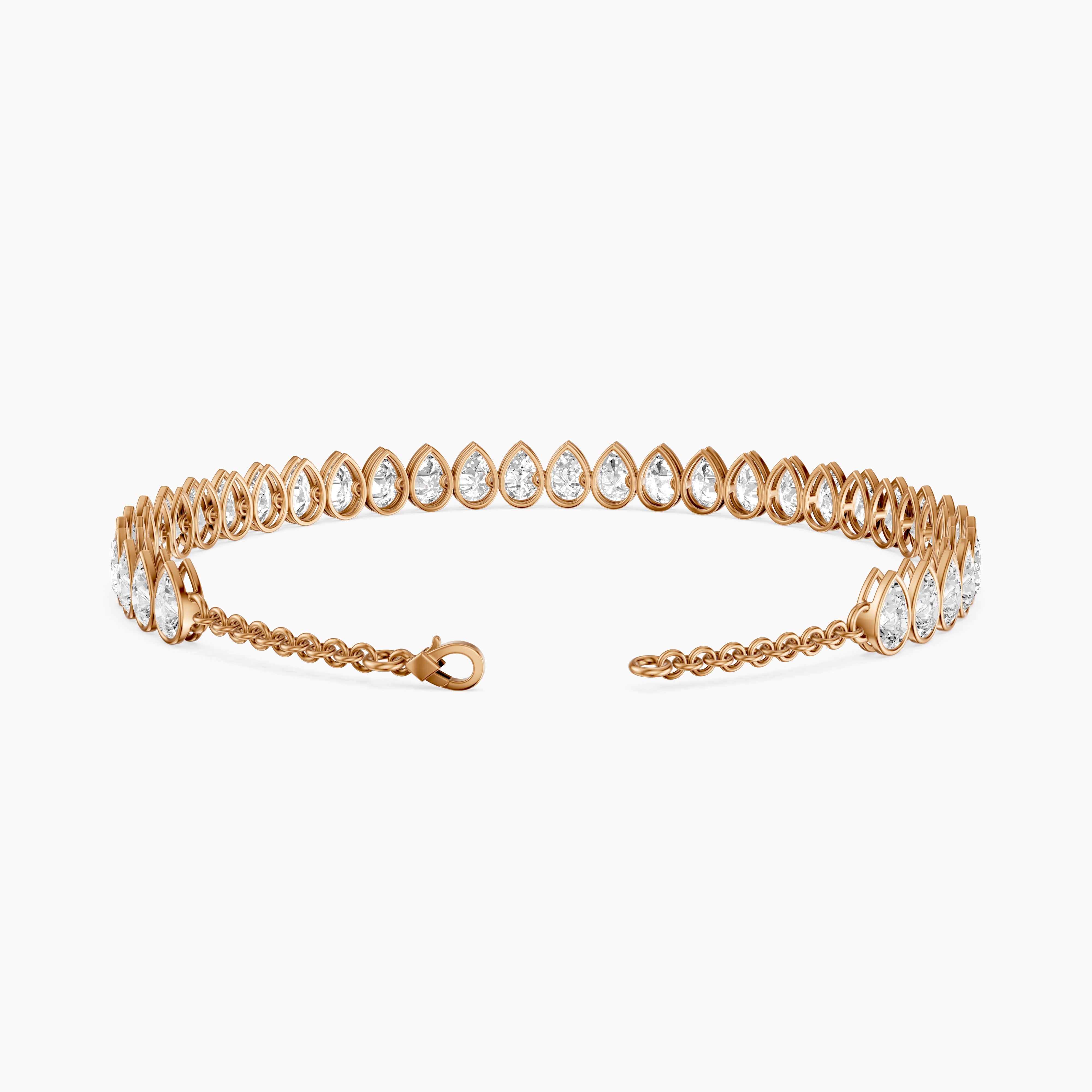 Jenielle Pear Lab Grown Diamond Bezel Tennis Bracelet
