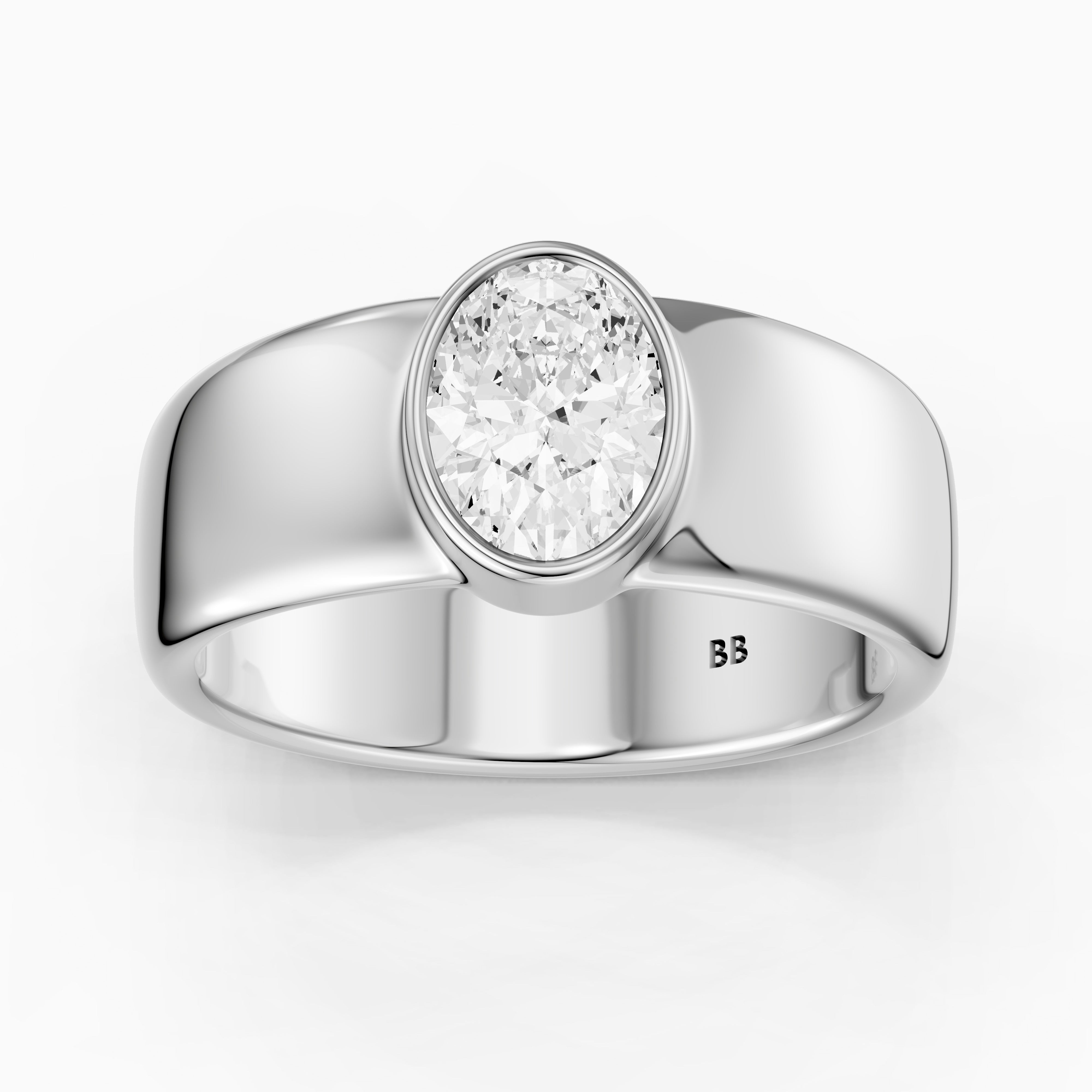 Renate Oval Cut Lab Diamond Bezel Set Cigar Band