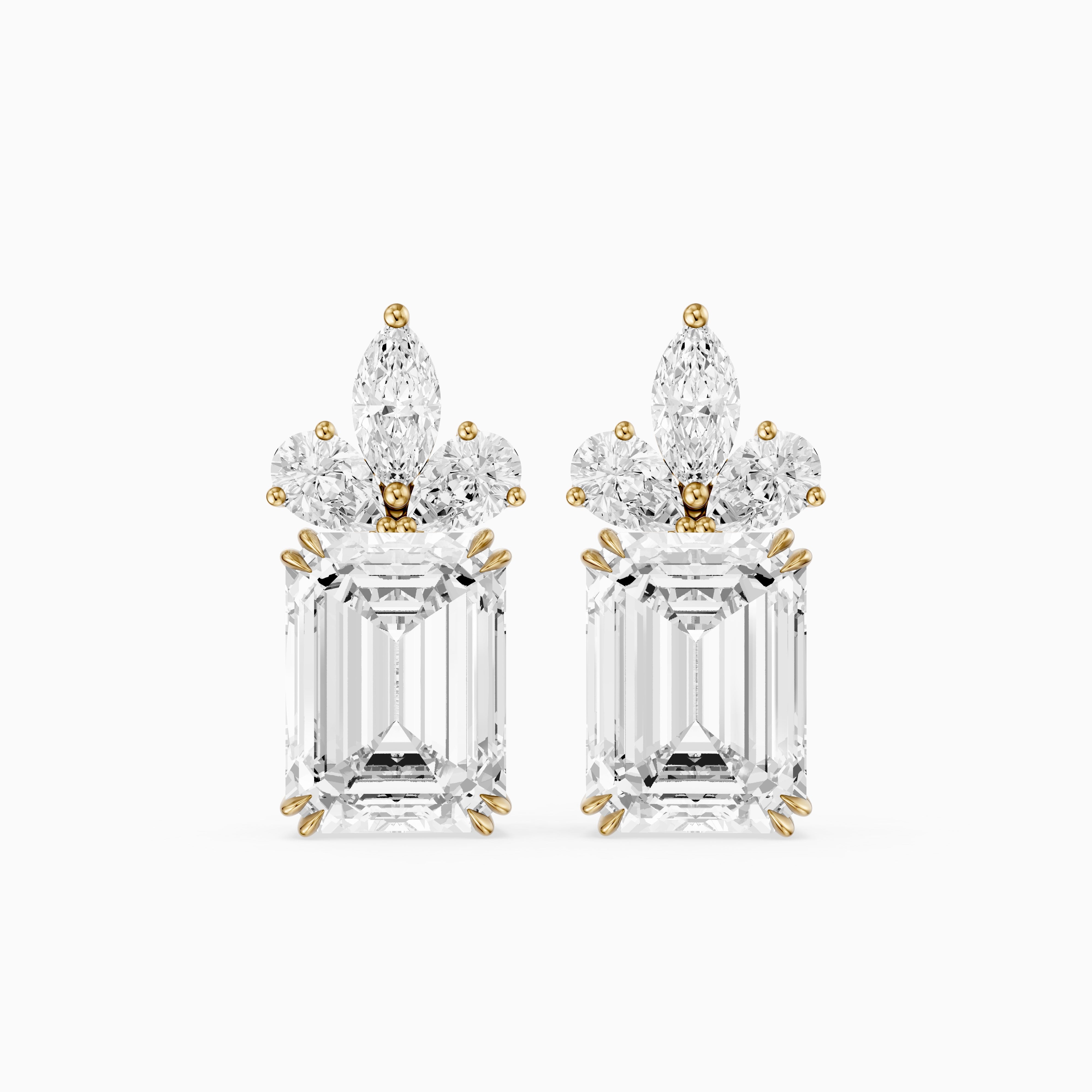 Fern Emerald Cut, Marquise and Pear Lab Grown Diamond Drop Earrings
