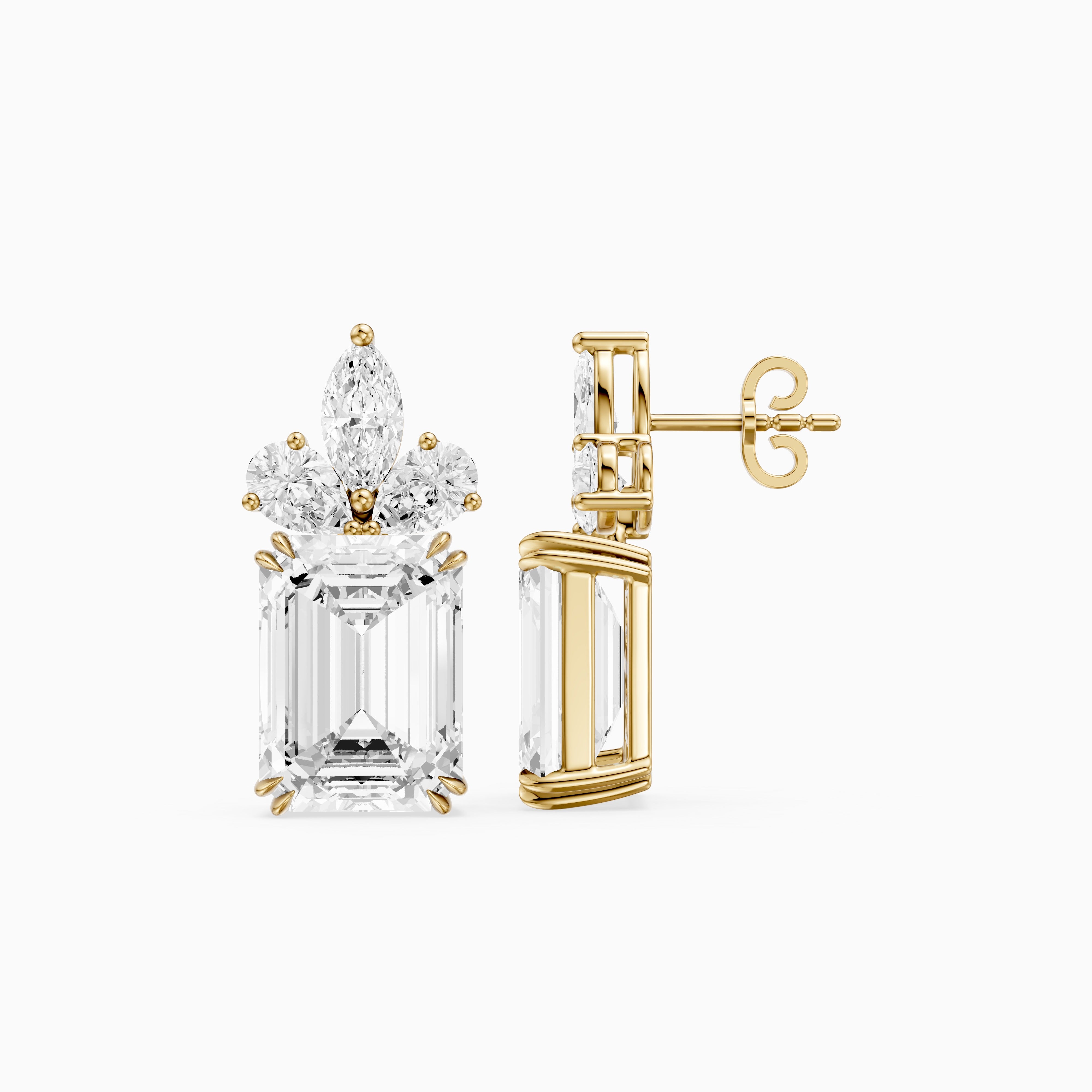 Fern Emerald Cut, Marquise and Pear Lab Grown Diamond Drop Earrings