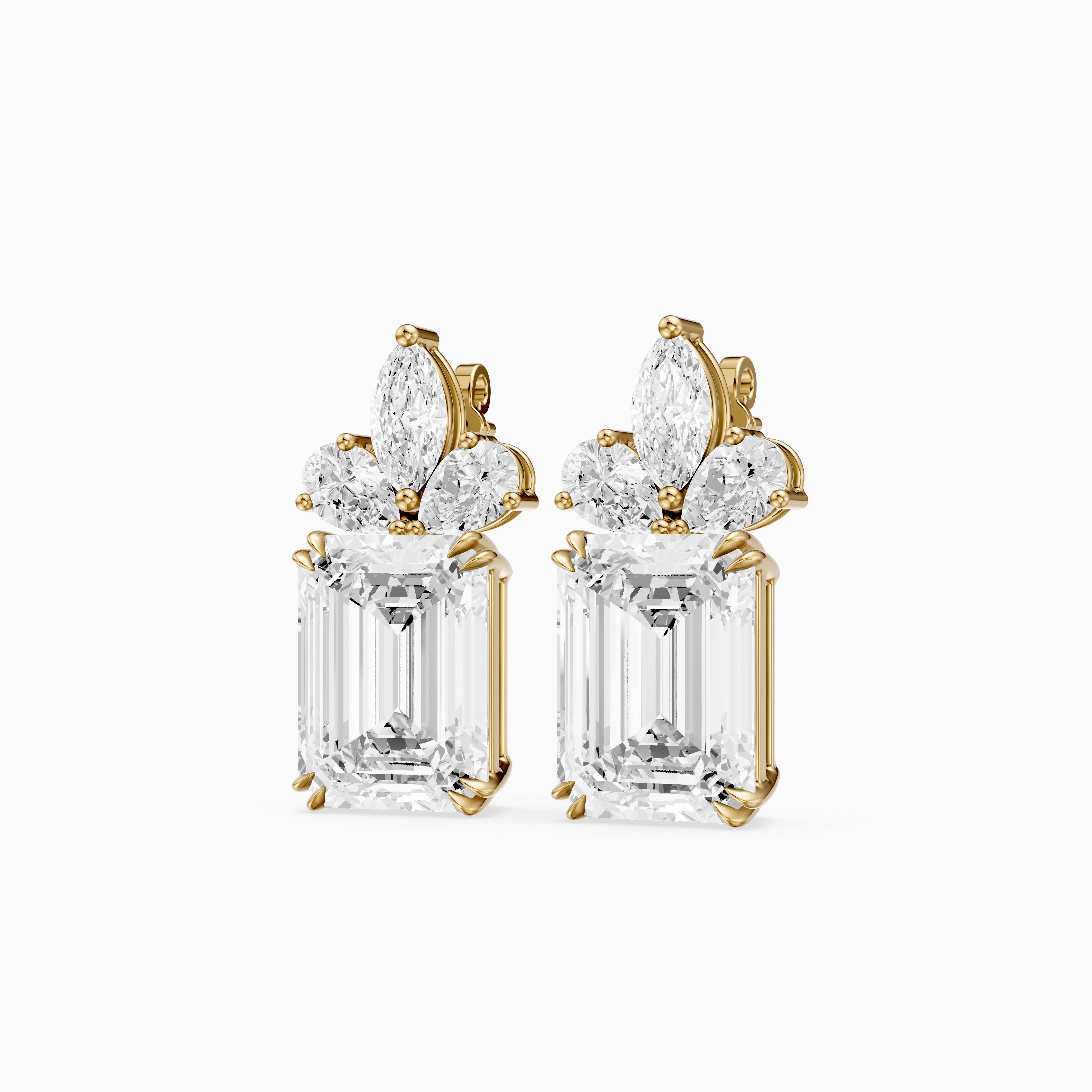 Fern Emerald Cut, Marquise and Pear Lab Grown Diamond Drop Earrings