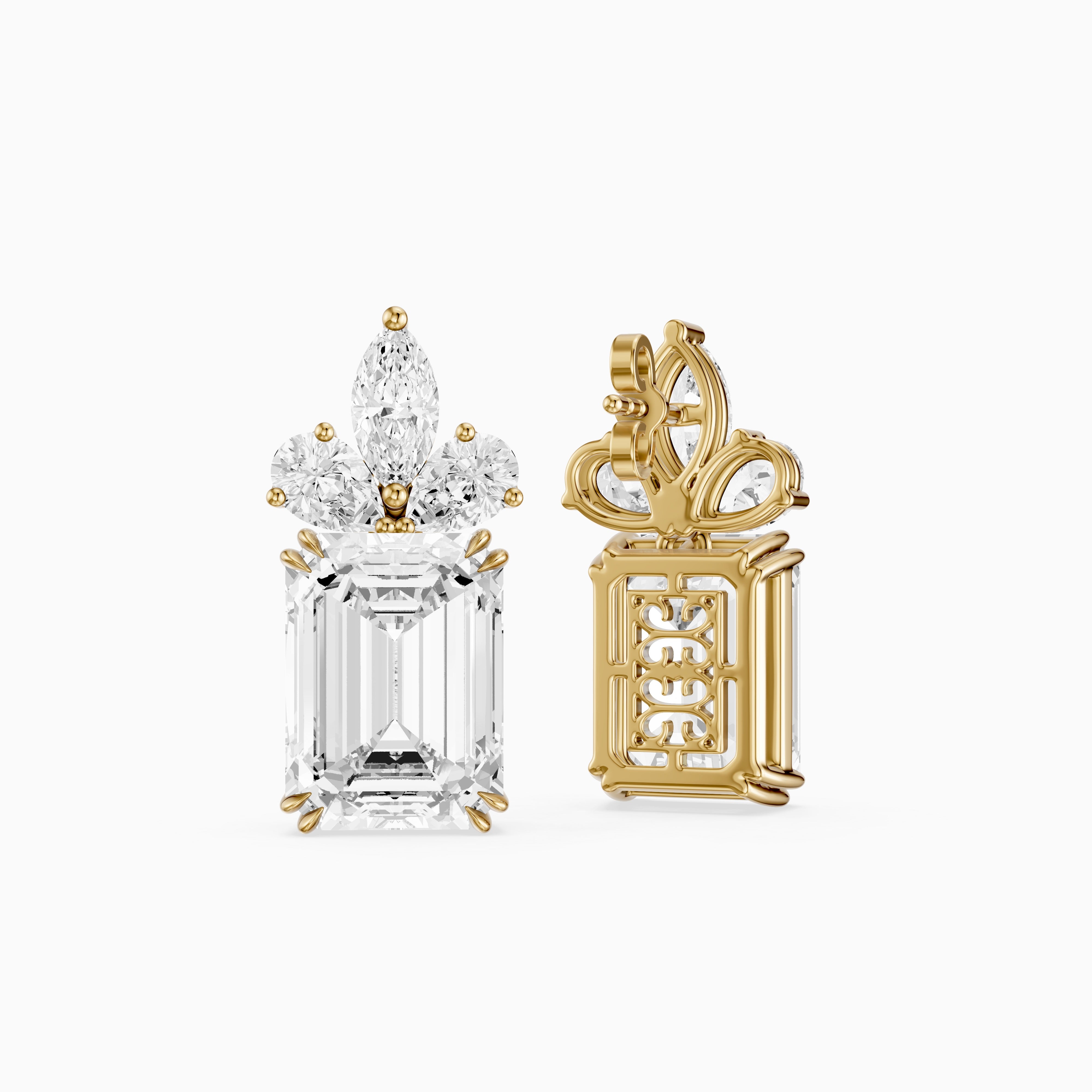 Fern Emerald Cut, Marquise and Pear Lab Grown Diamond Drop Earrings