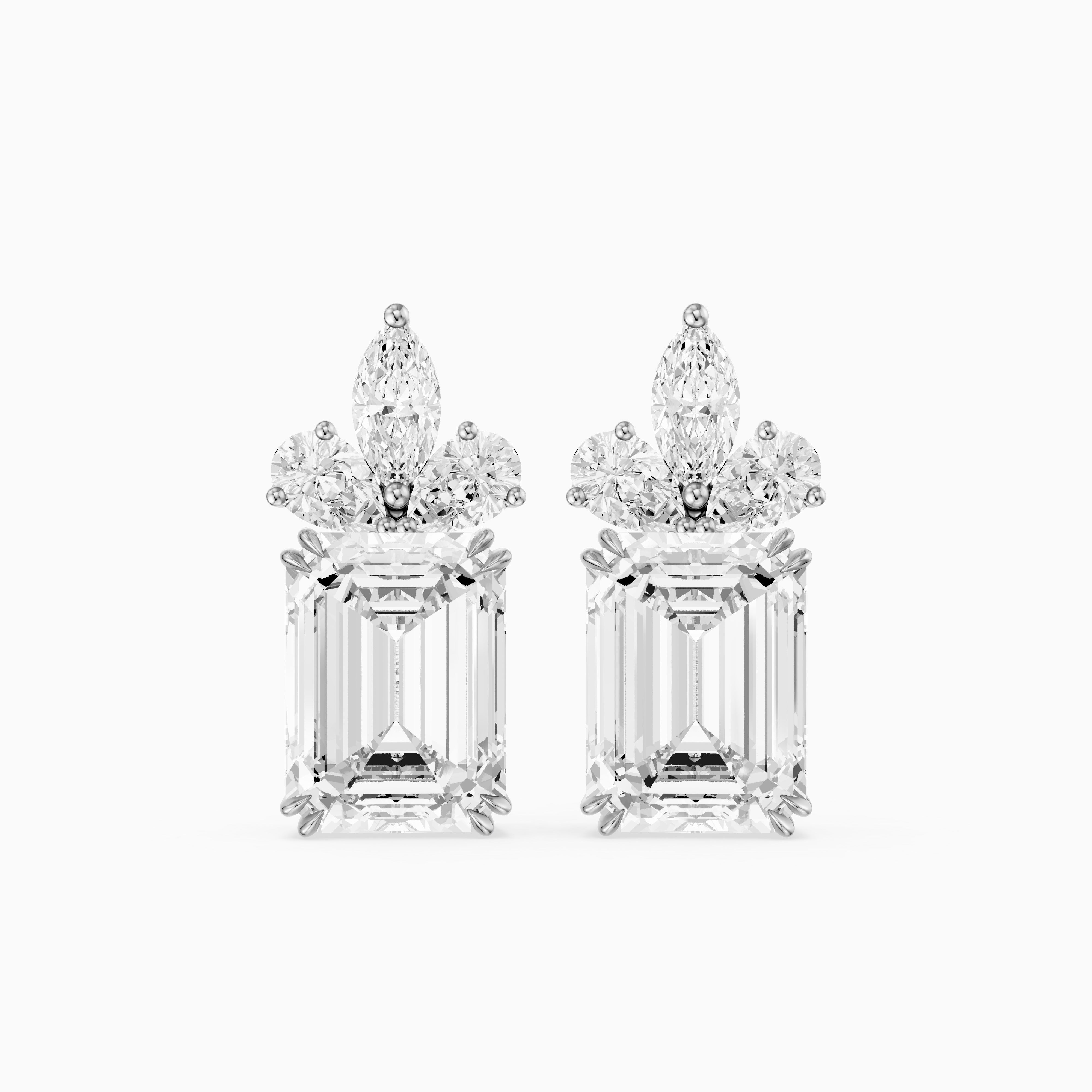 Fern Emerald Cut, Marquise and Pear Lab Grown Diamond Drop Earrings