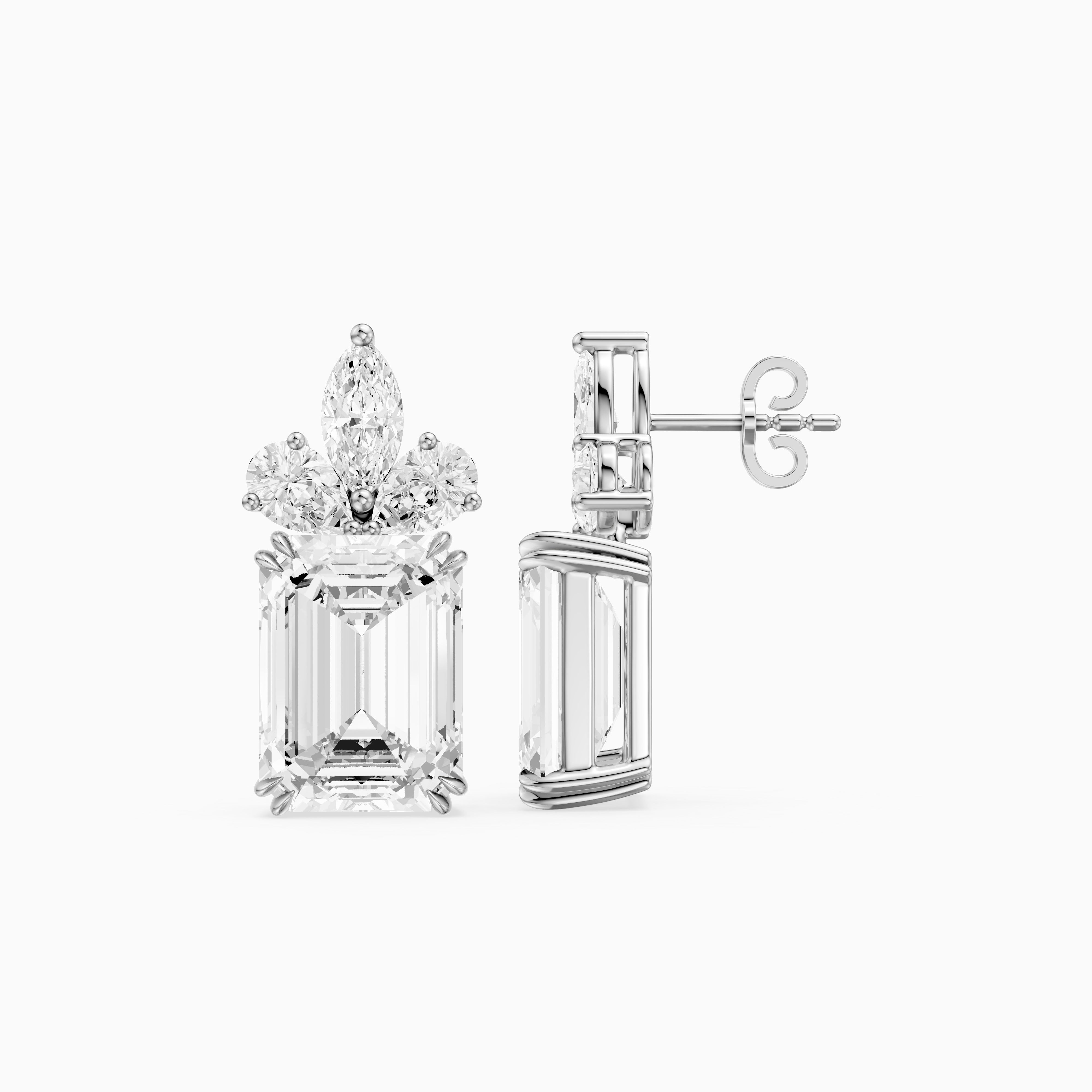 Fern Emerald Cut, Marquise and Pear Lab Grown Diamond Drop Earrings