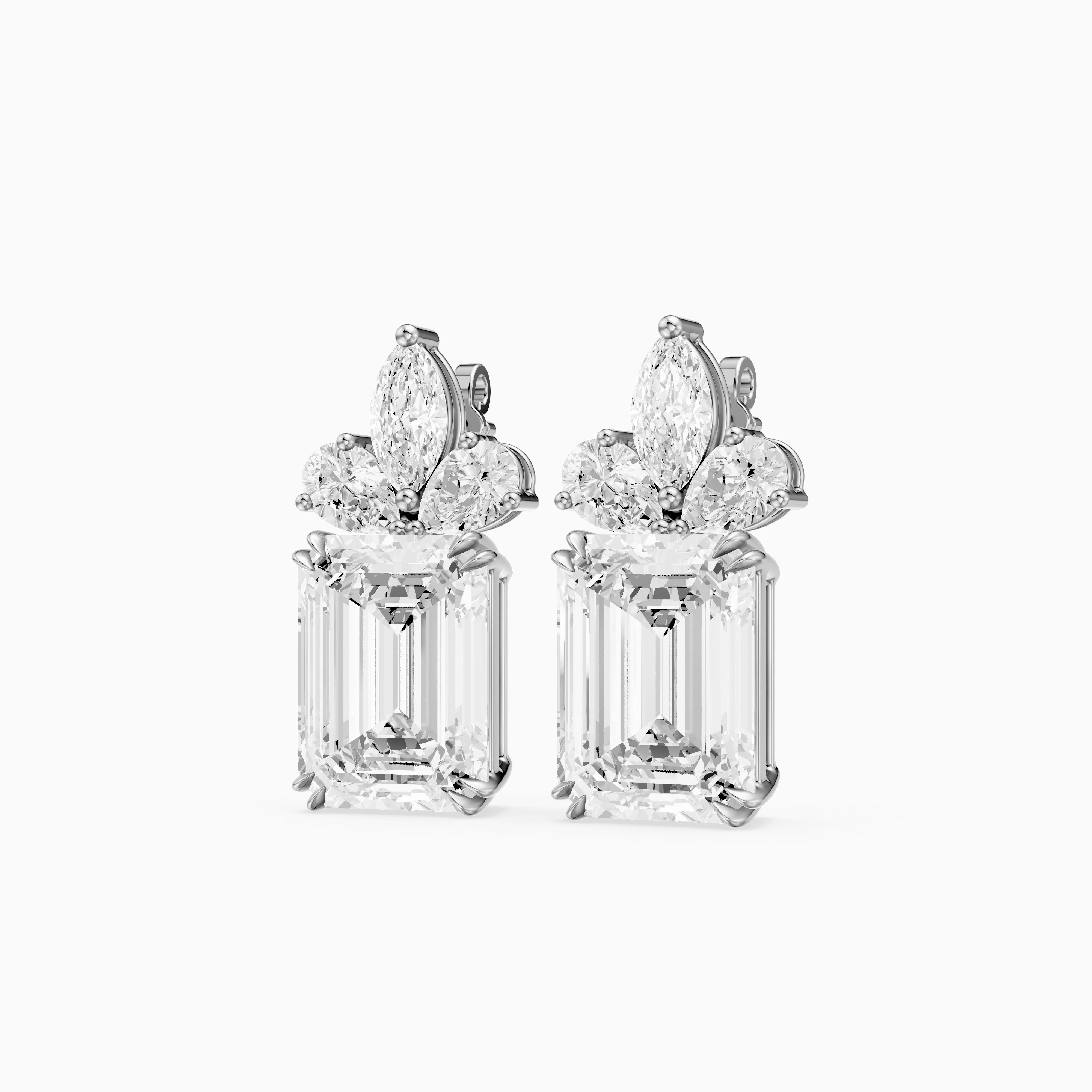 Fern Emerald Cut, Marquise and Pear Lab Grown Diamond Drop Earrings