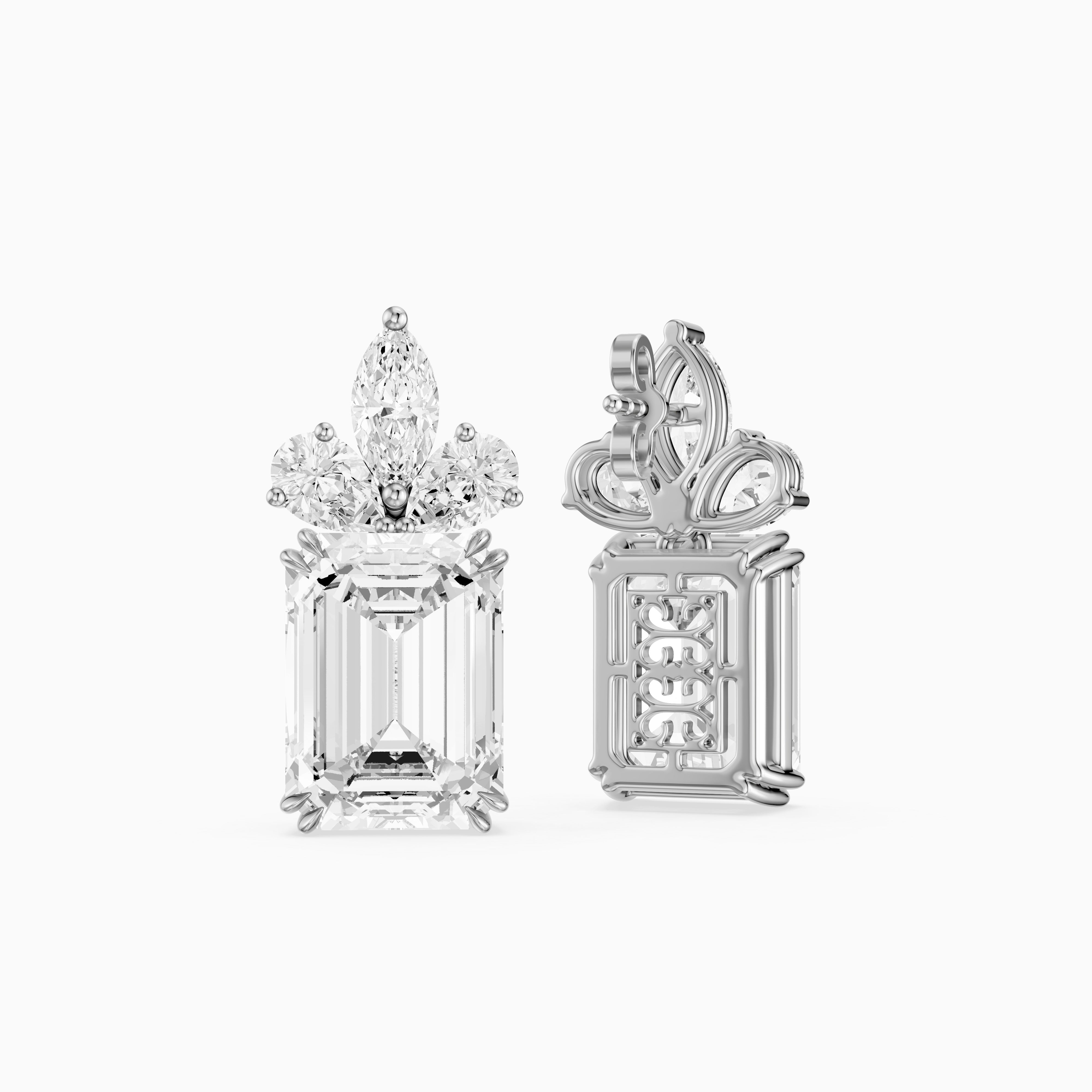 Fern Emerald Cut, Marquise and Pear Lab Grown Diamond Drop Earrings