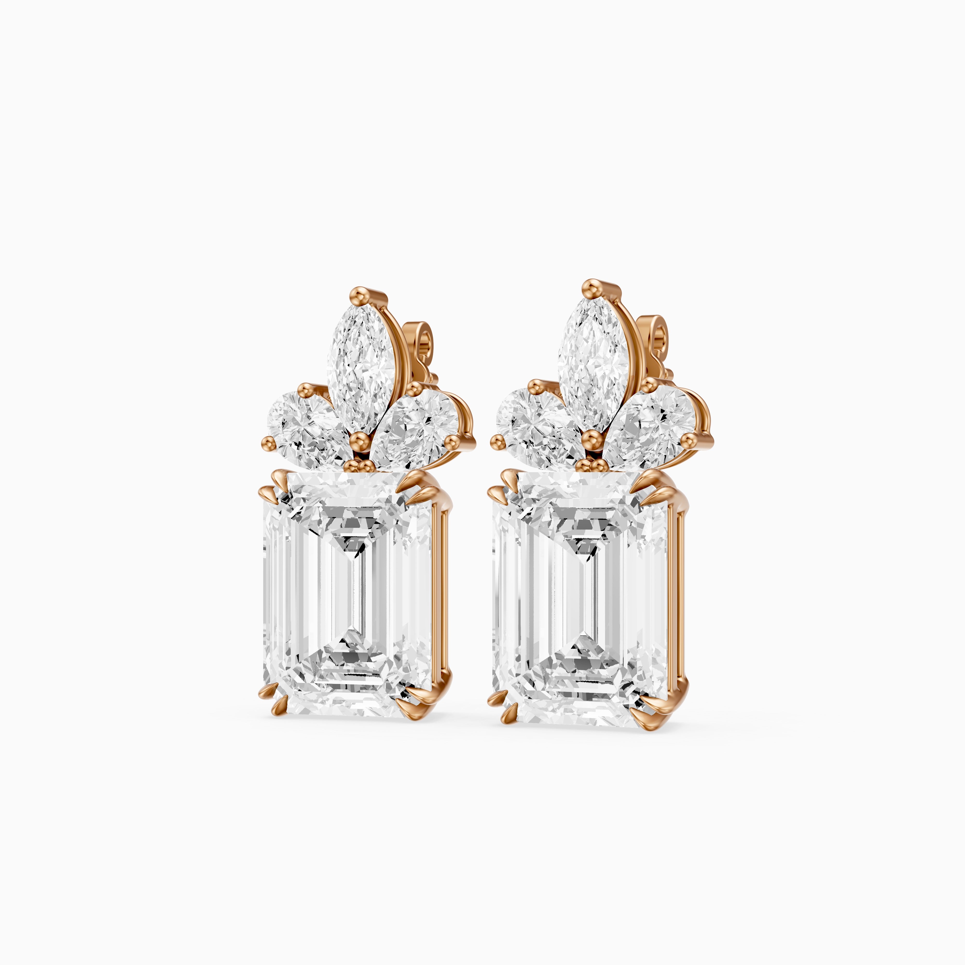 Fern Emerald Cut, Marquise and Pear Lab Grown Diamond Drop Earrings