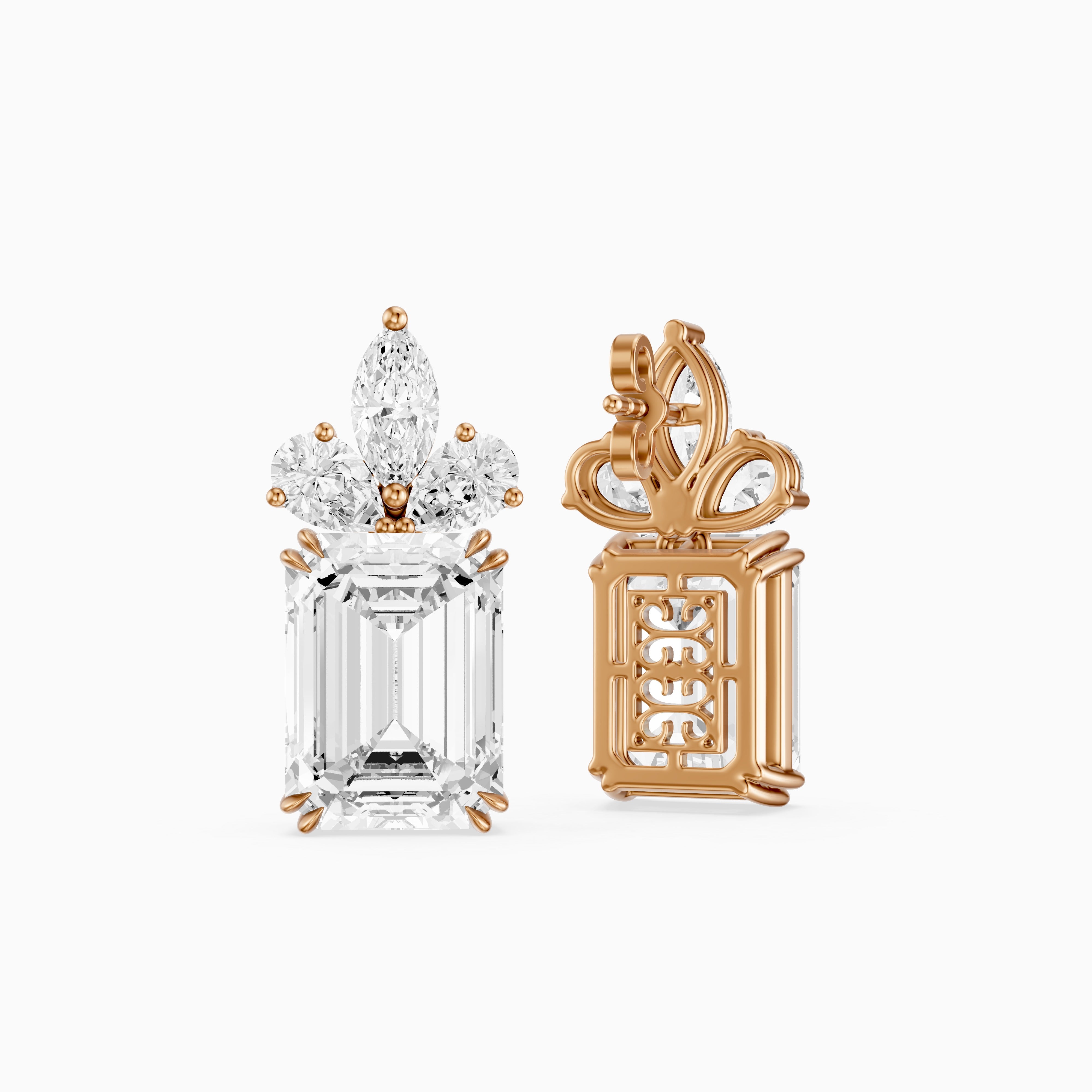 Fern Emerald Cut, Marquise and Pear Lab Grown Diamond Drop Earrings