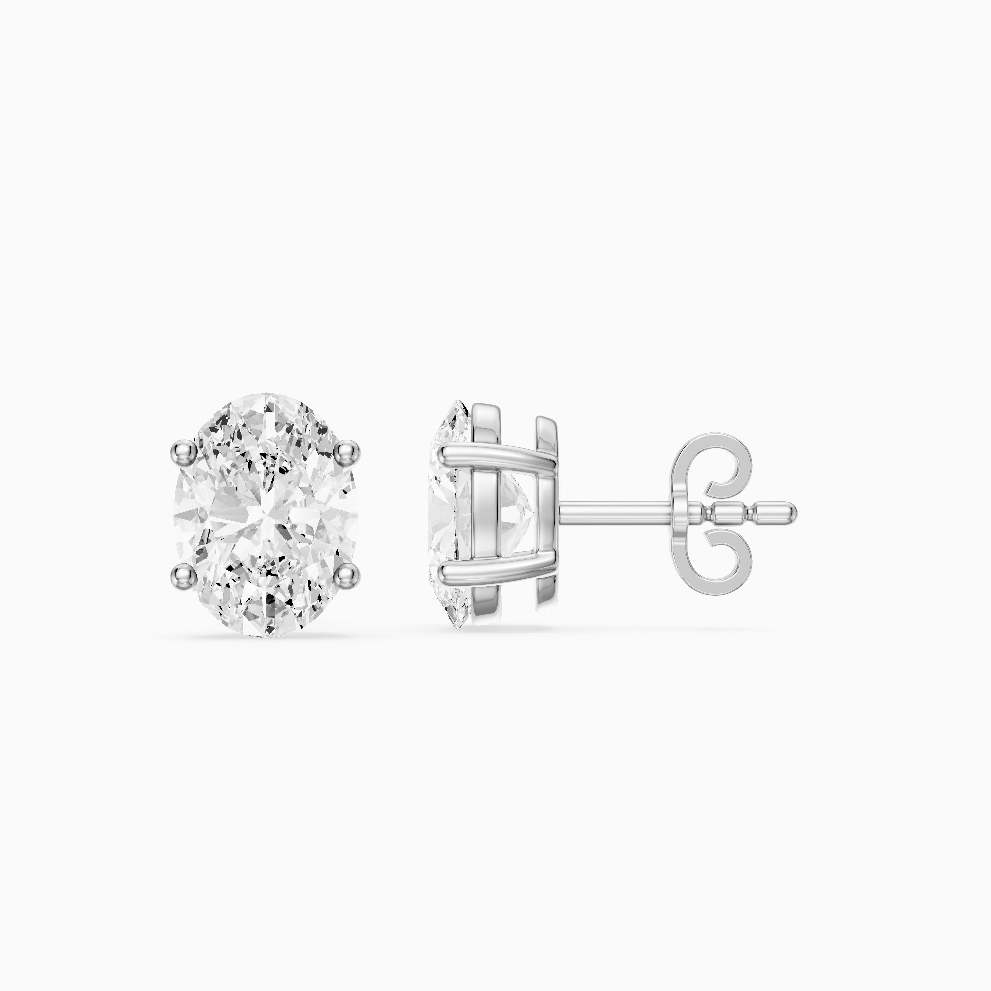 Aoife Oval Cut Lab Grown Diamond Basket Set Stud Earrings