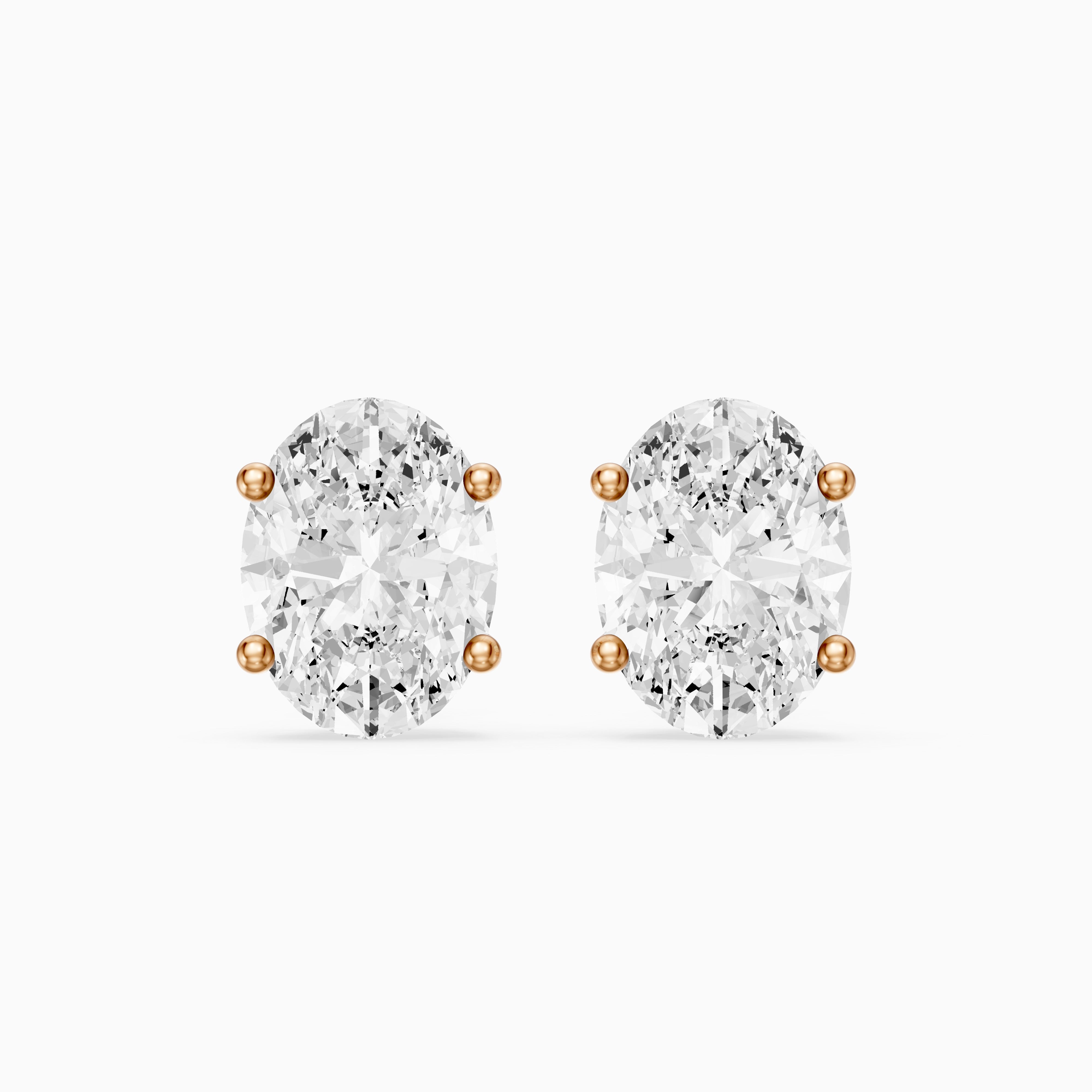 Aoife Oval Cut Lab Grown Diamond Basket Set Stud Earrings