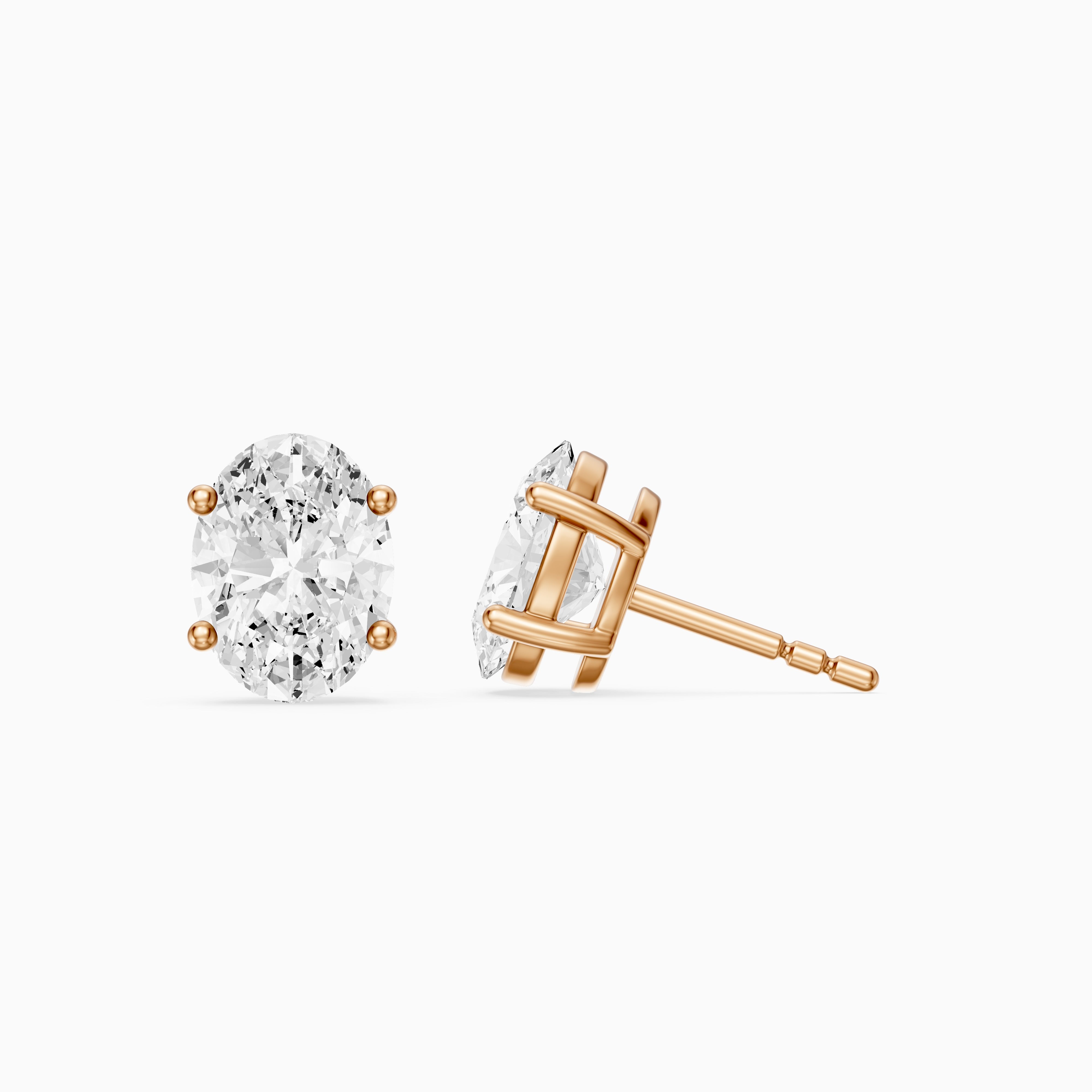 Aoife Oval Cut Lab Grown Diamond Basket Set Stud Earrings