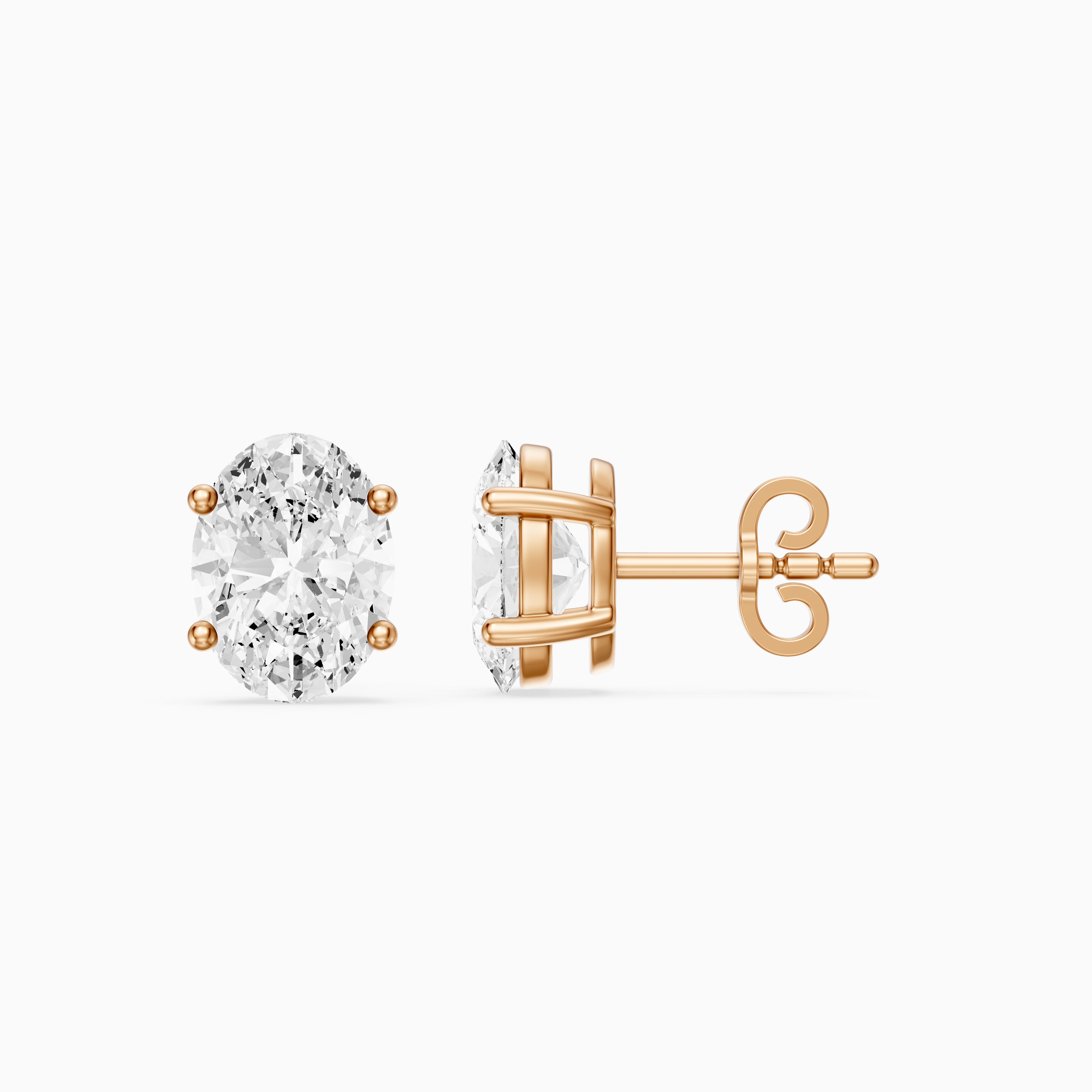 Aoife Oval Cut Lab Grown Diamond Basket Set Stud Earrings