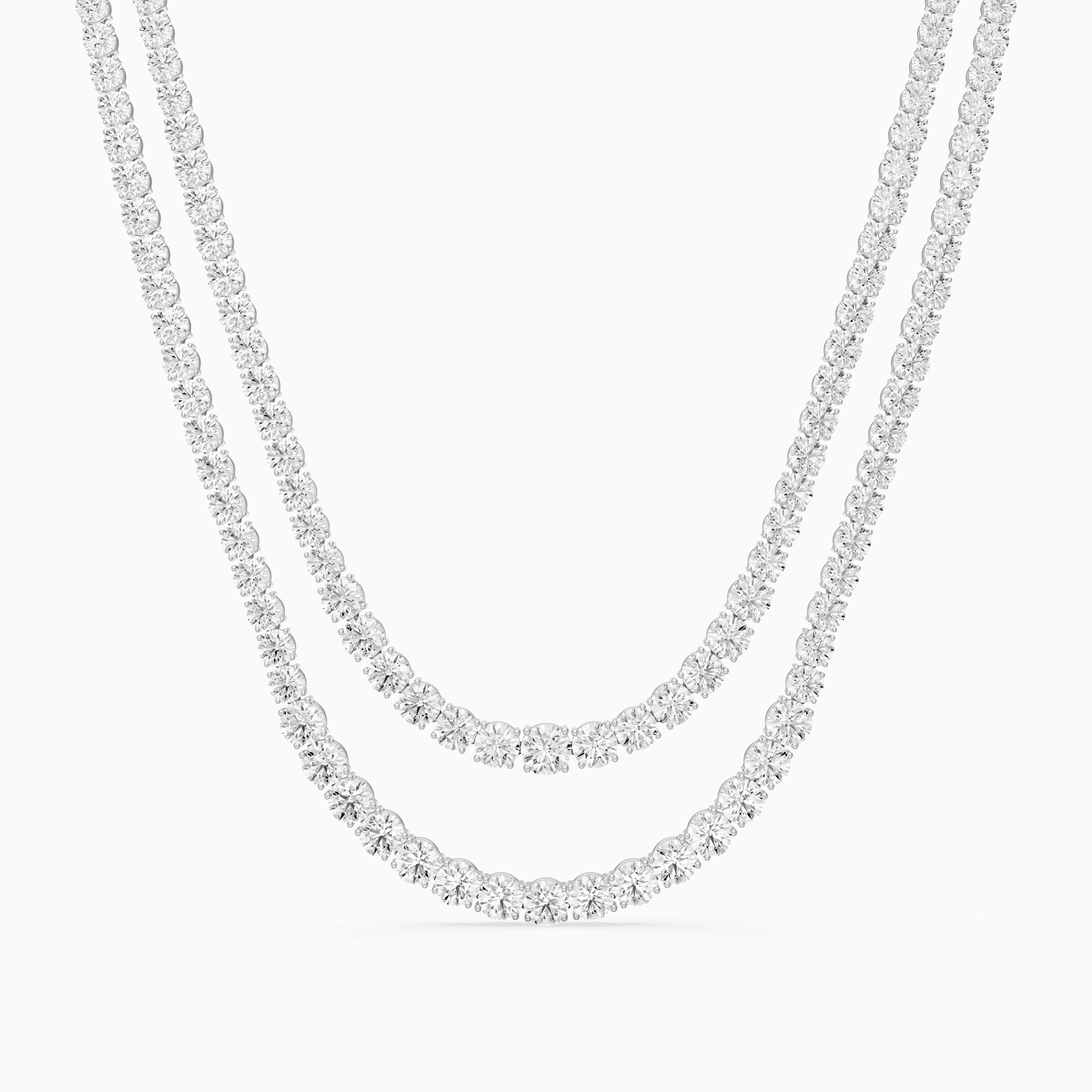 Jocelyn Double Row Round Cut Lab Grown Diamond Tennis Necklace