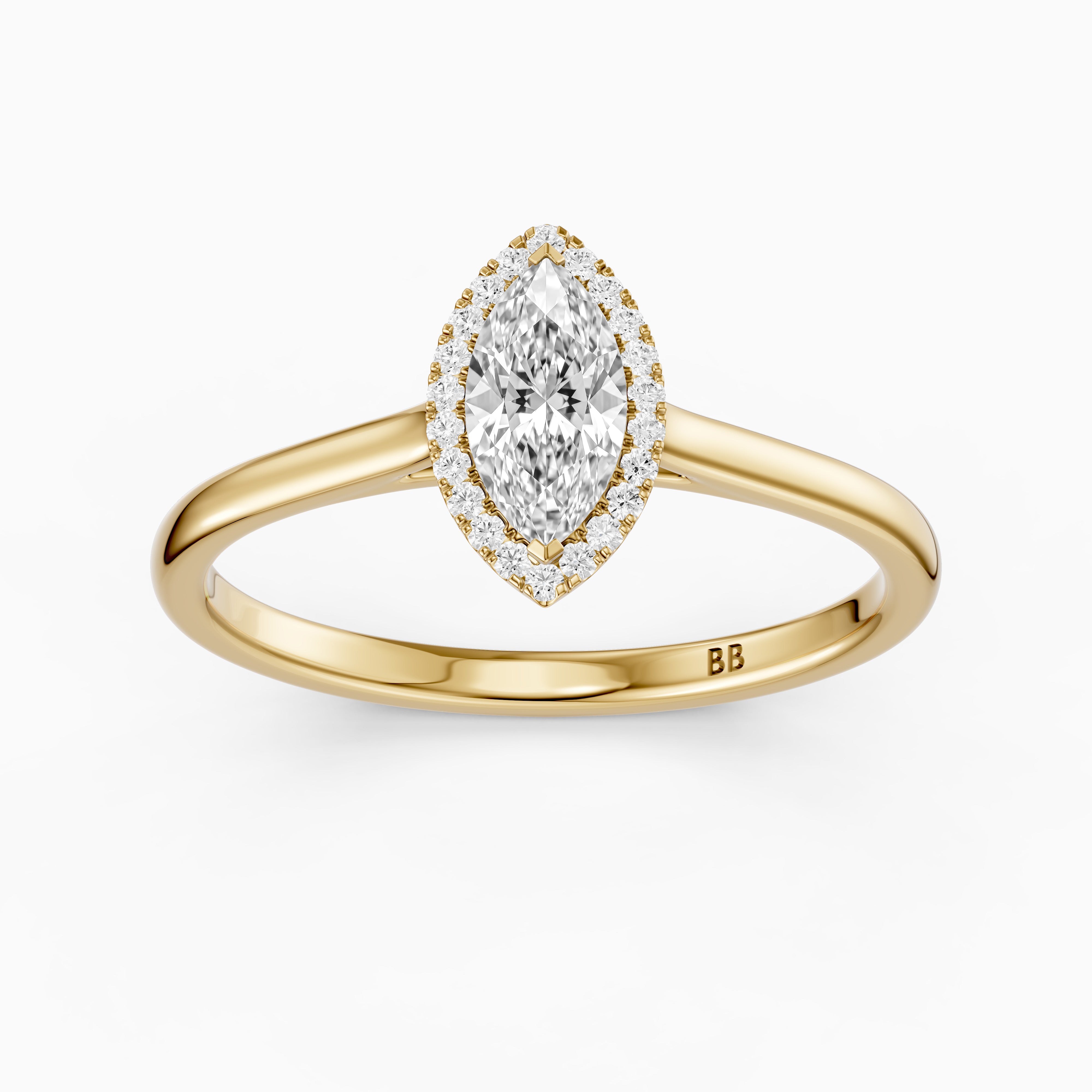 Trinity Marquise Cut Halo Cathedral Style Lab Grown Diamond Ring