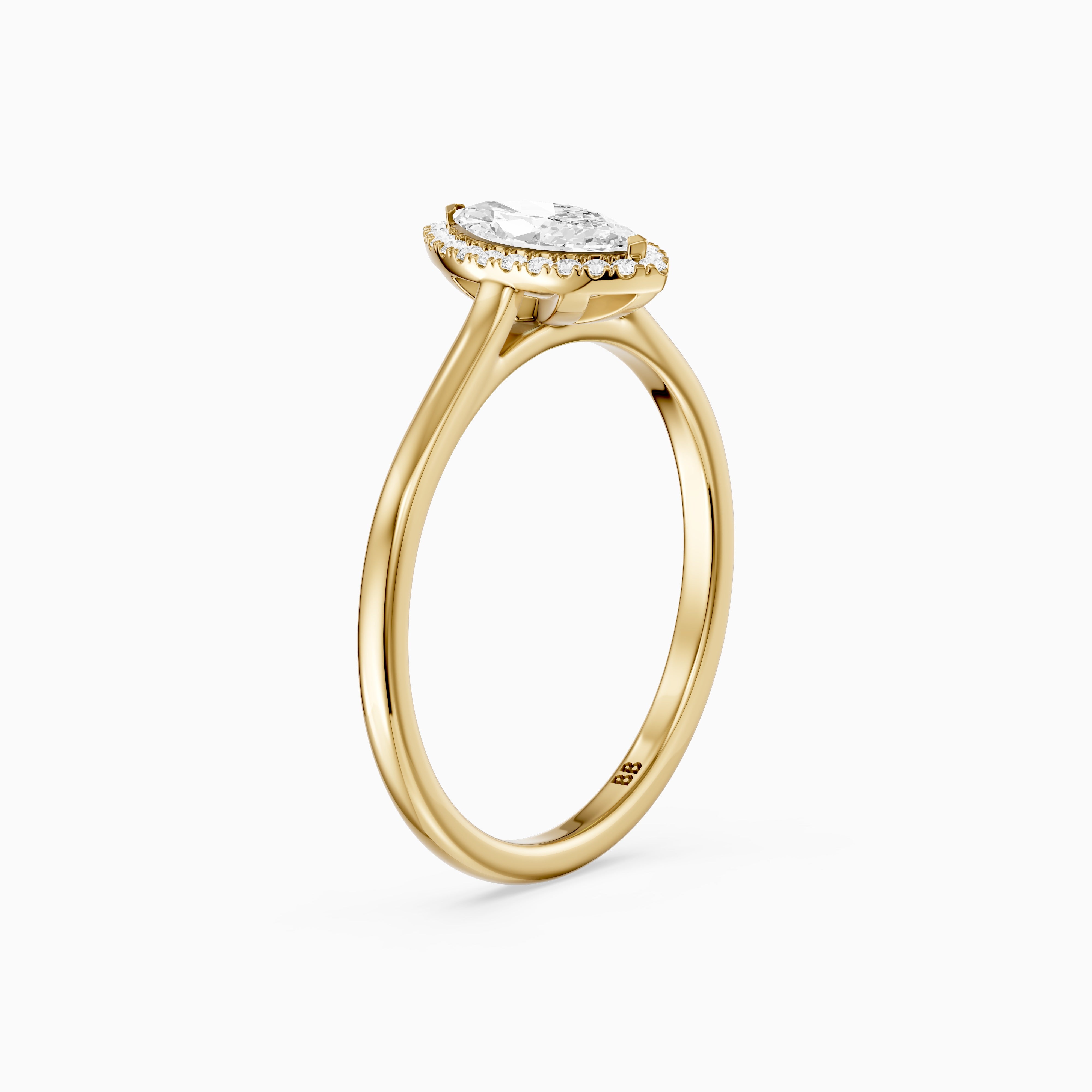 Trinity Marquise Cut Halo Cathedral Style Lab Grown Diamond Ring