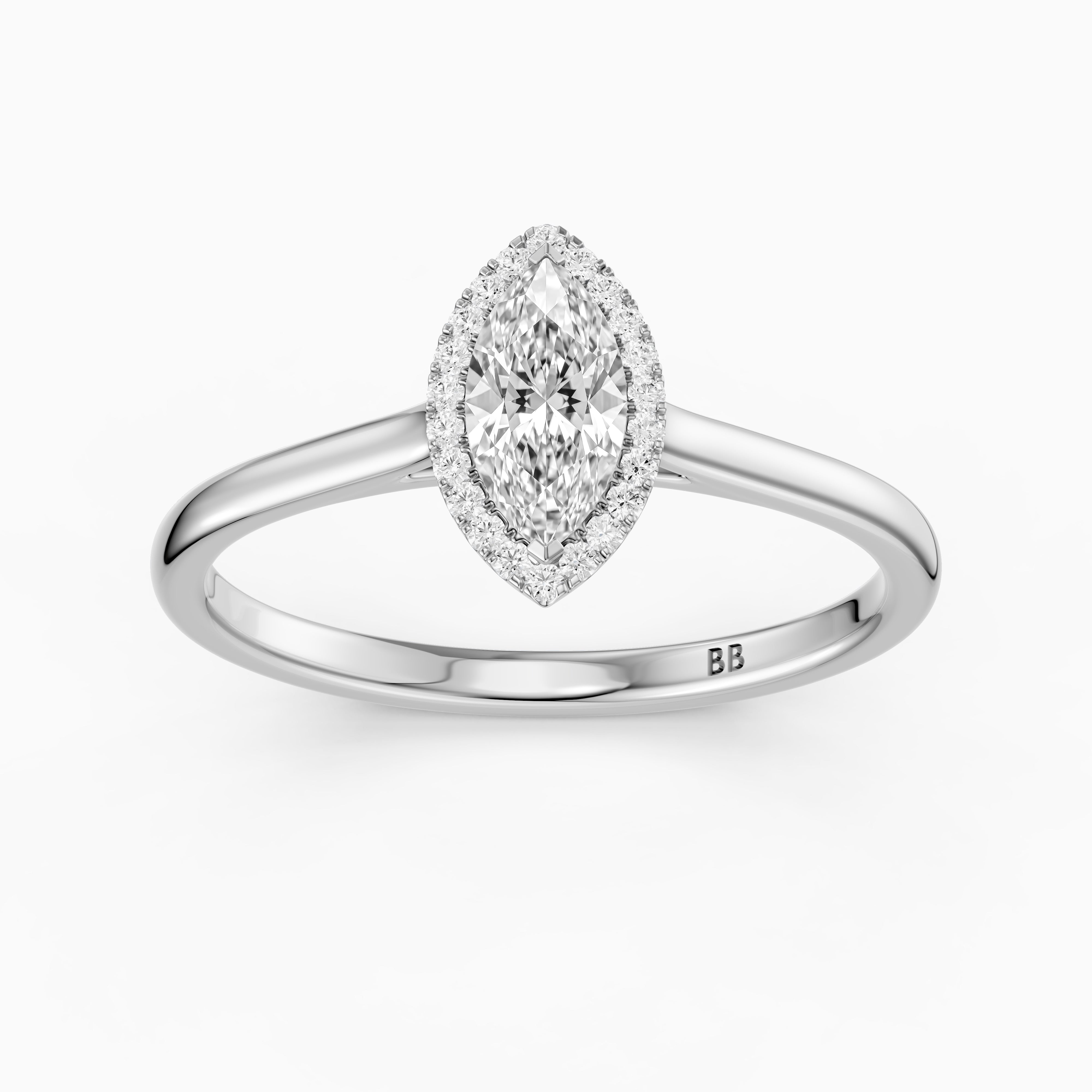 Trinity Marquise Cut Halo Cathedral Style Lab Grown Diamond Ring