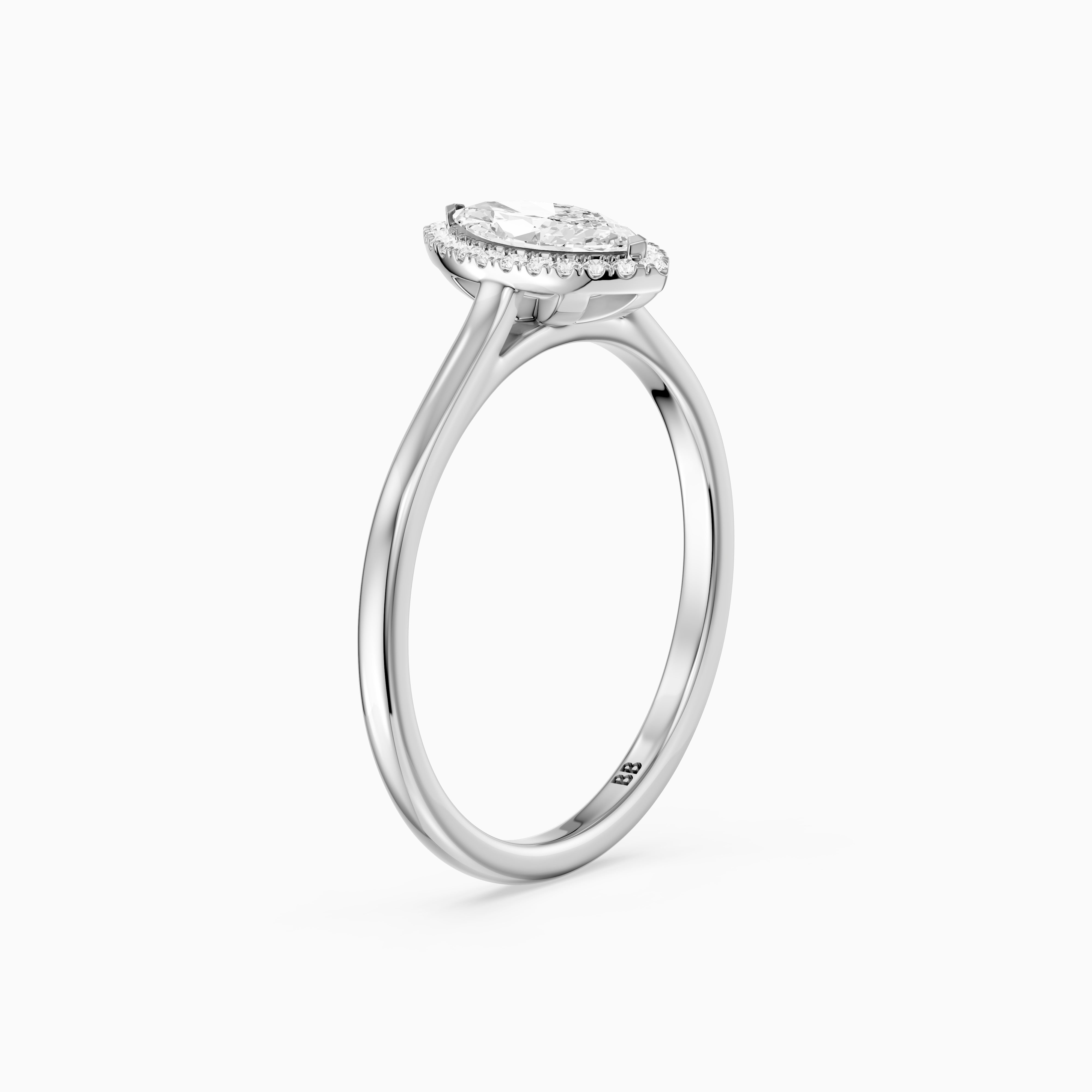 Trinity Marquise Cut Halo Cathedral Style Lab Grown Diamond Ring