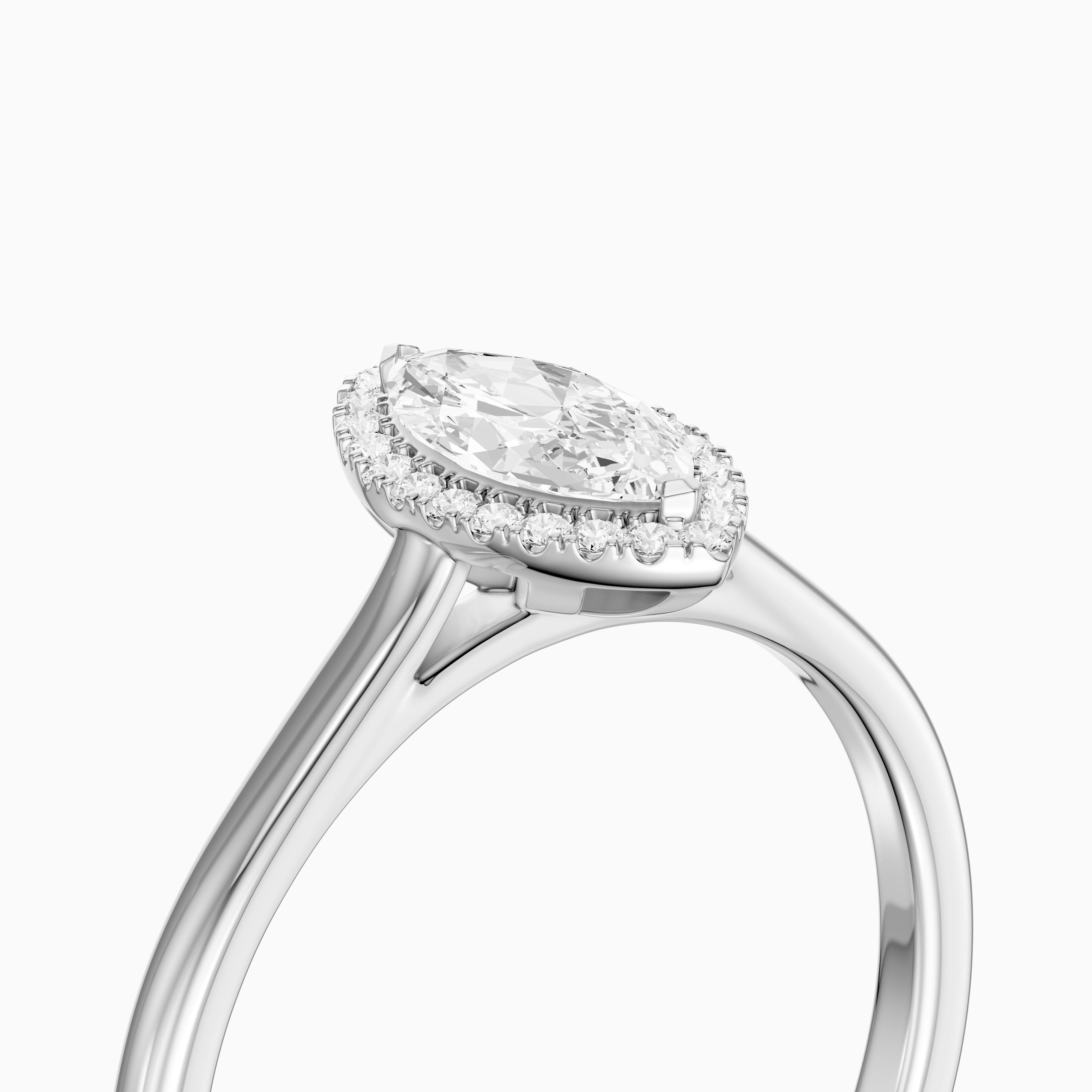 Trinity Marquise Cut Halo Cathedral Style Lab Grown Diamond Ring