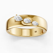 Britta Pear Cut Lab Diamond Graduated Three Stone Cigar Band