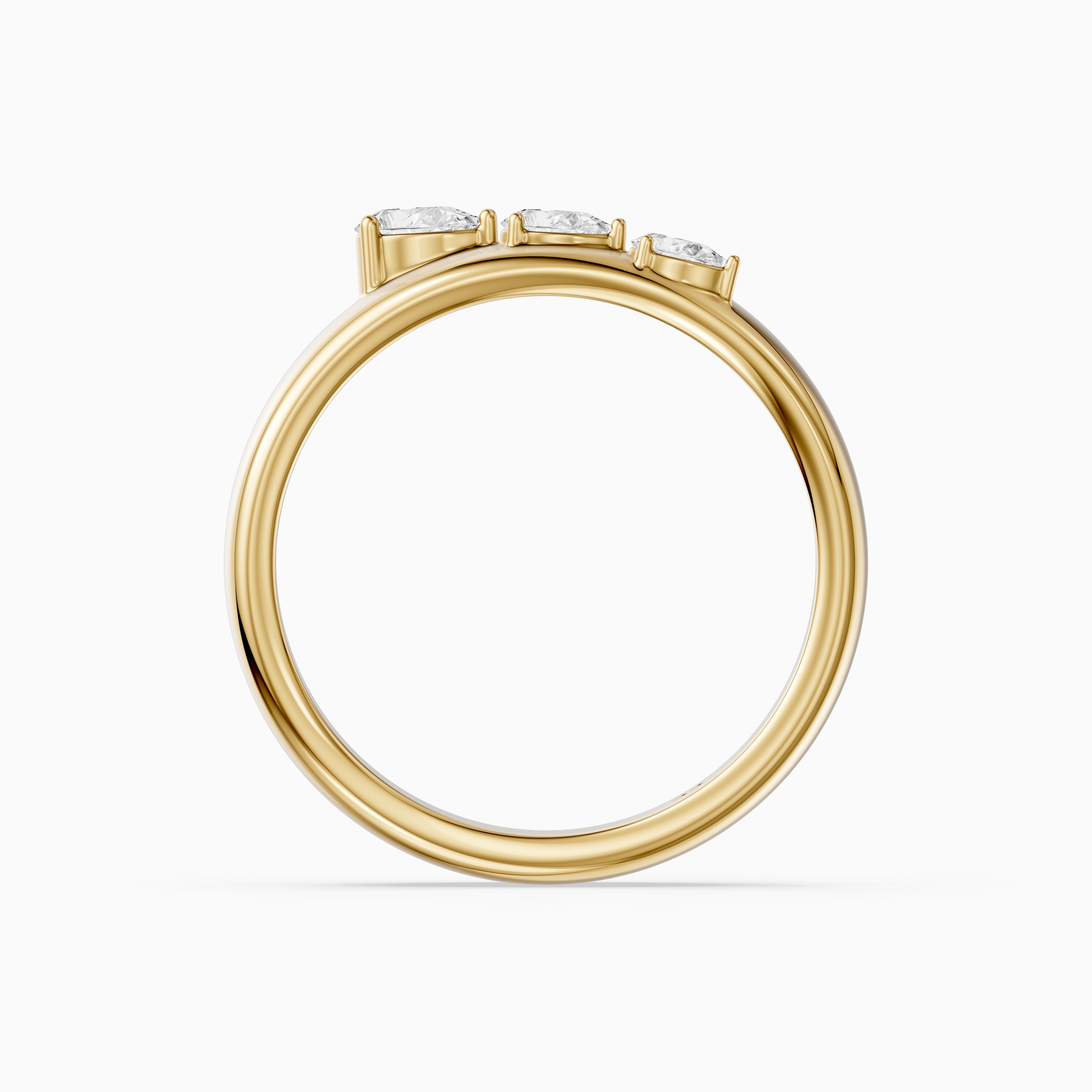 Britta Pear Cut Lab Diamond Graduated Three Stone Cigar Band