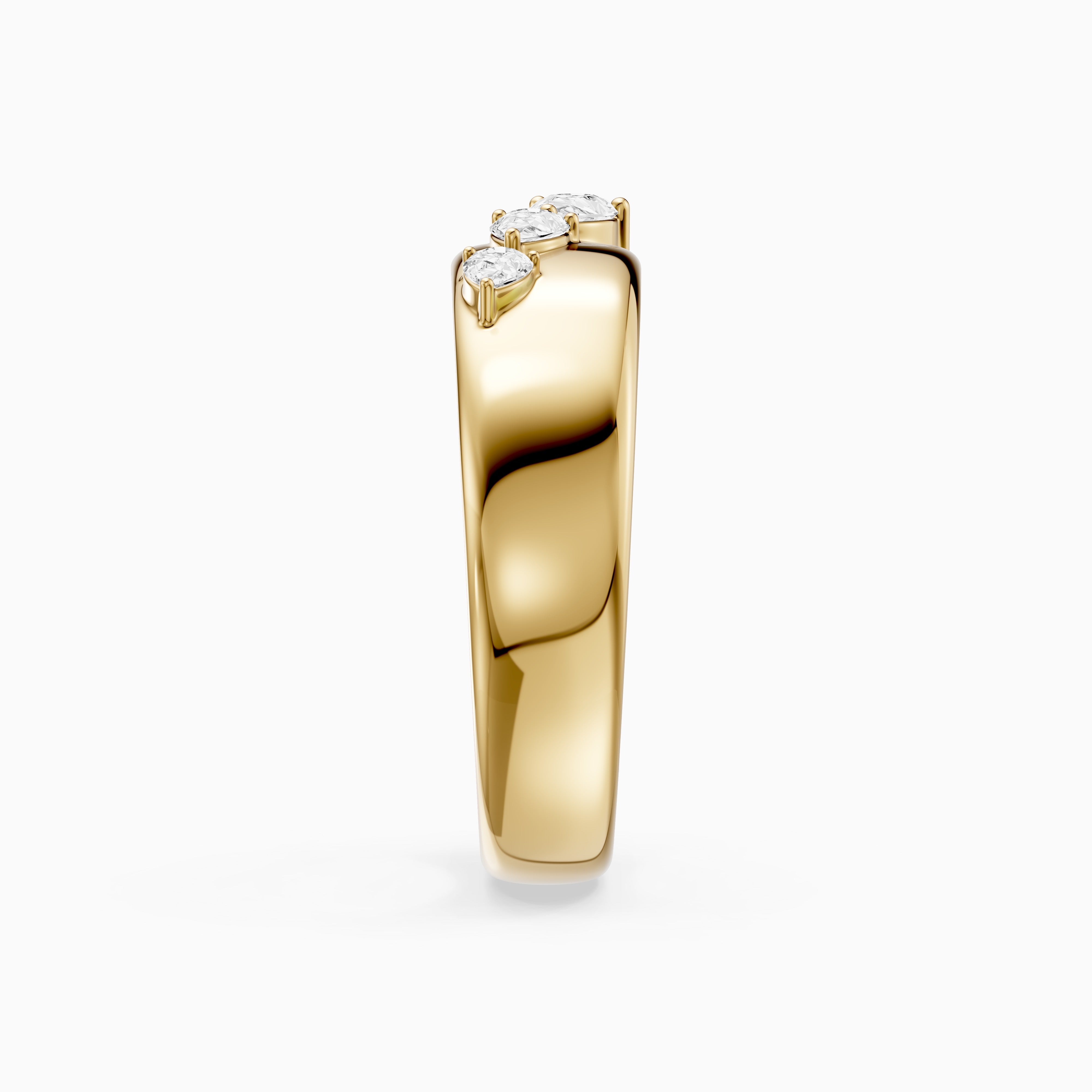 Britta Pear Cut Lab Diamond Graduated Three Stone Cigar Band