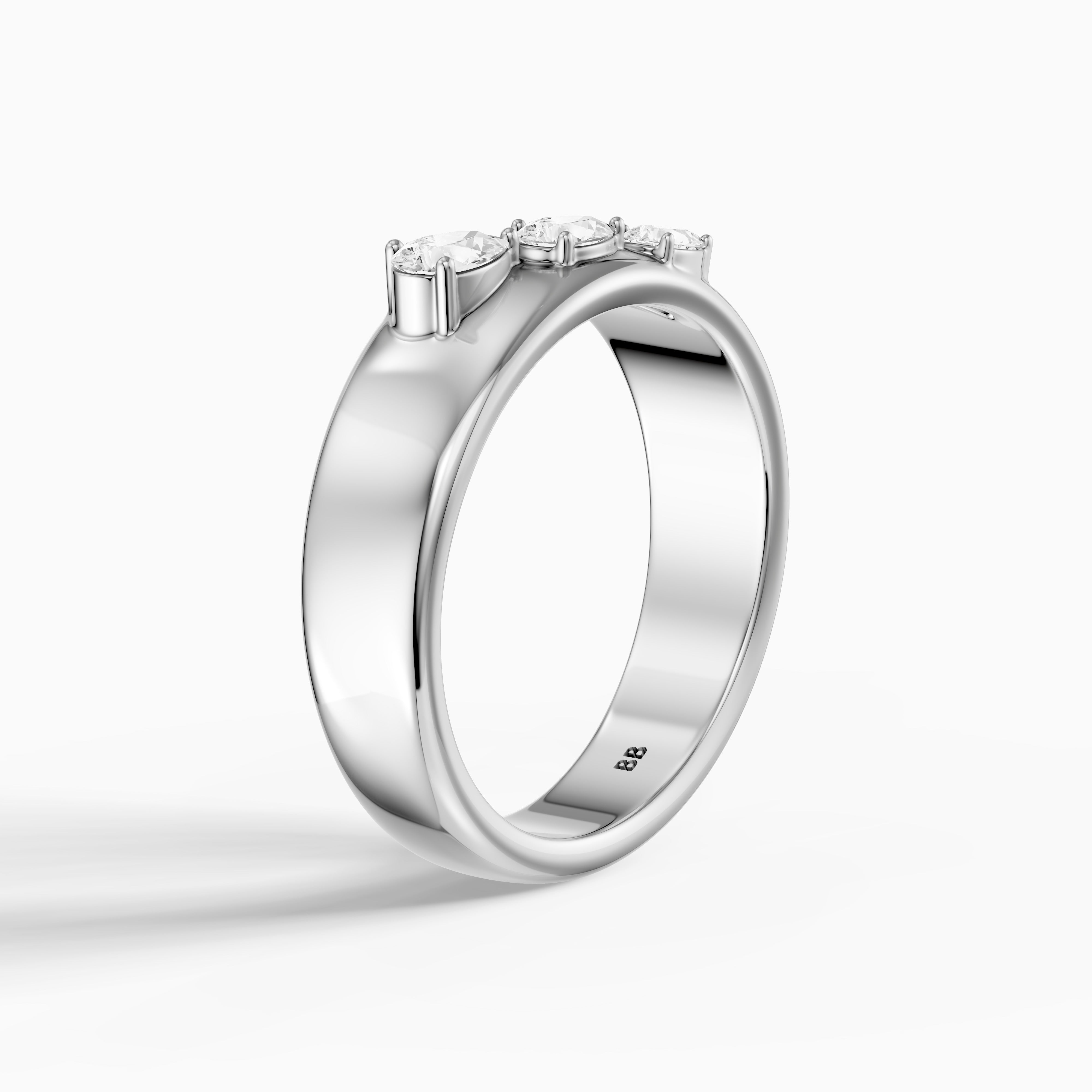 Britta Pear Cut Lab Diamond Graduated Three Stone Cigar Band