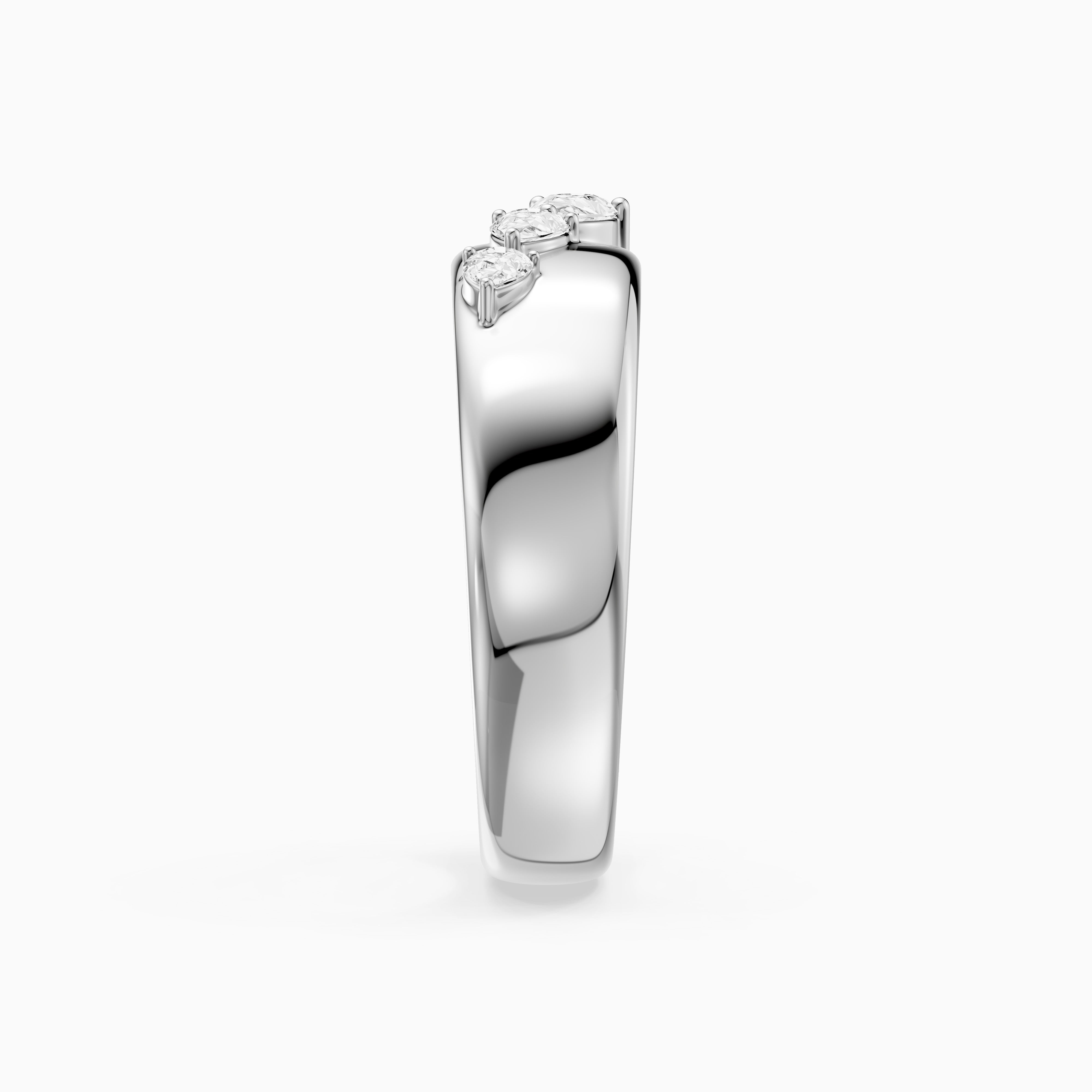 Britta Pear Cut Lab Diamond Graduated Three Stone Cigar Band