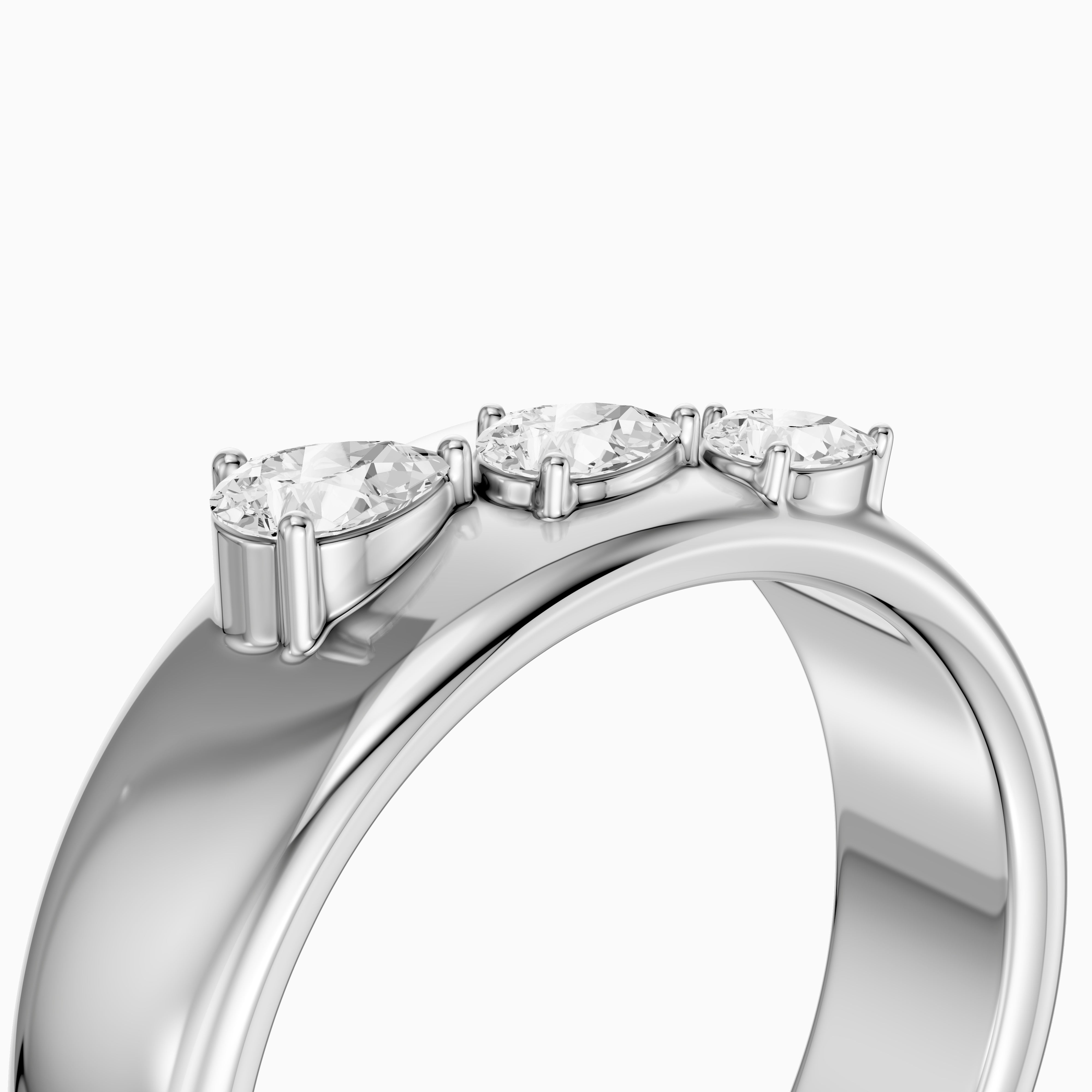Britta Pear Cut Lab Diamond Graduated Three Stone Cigar Band