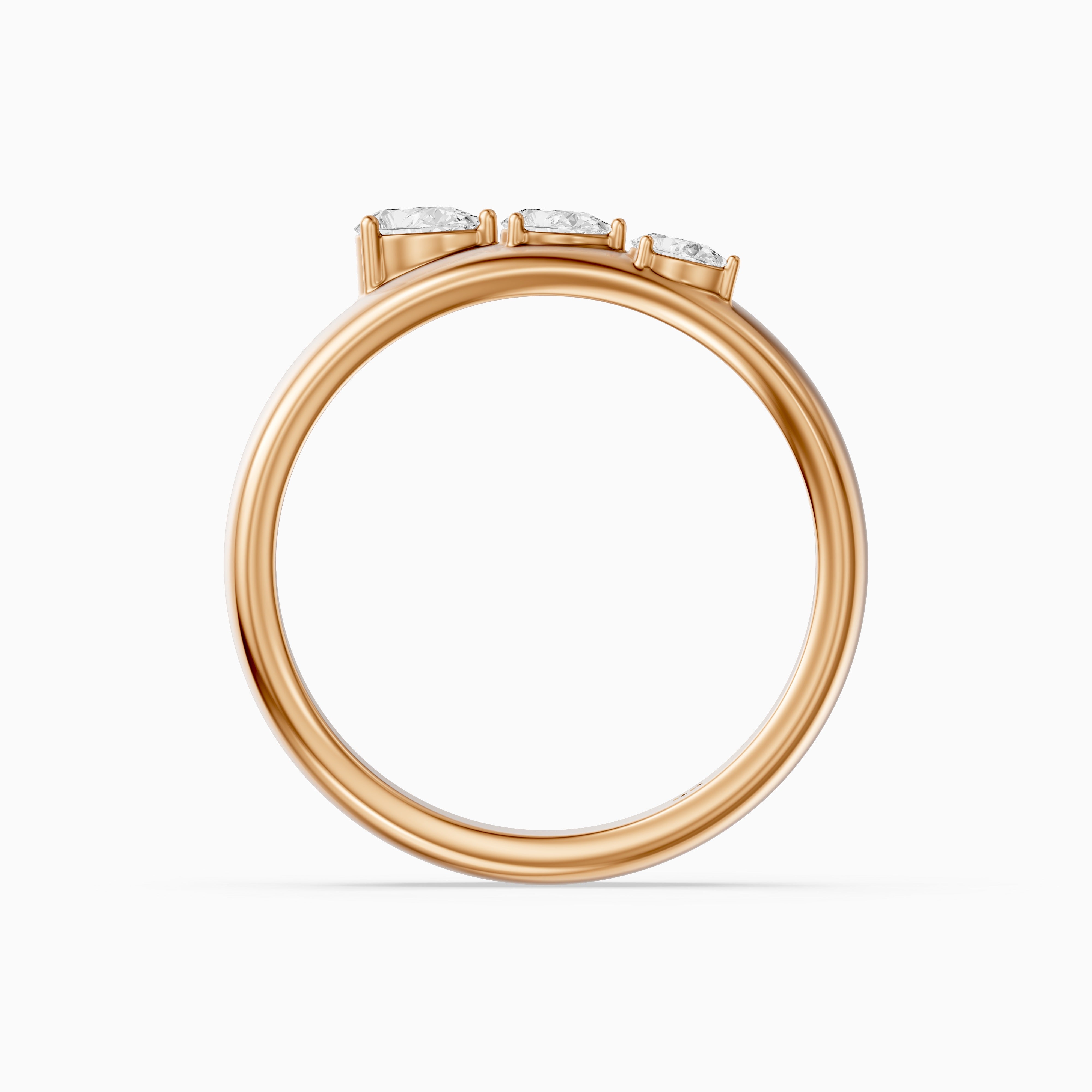 Britta Pear Cut Lab Diamond Graduated Three Stone Cigar Band