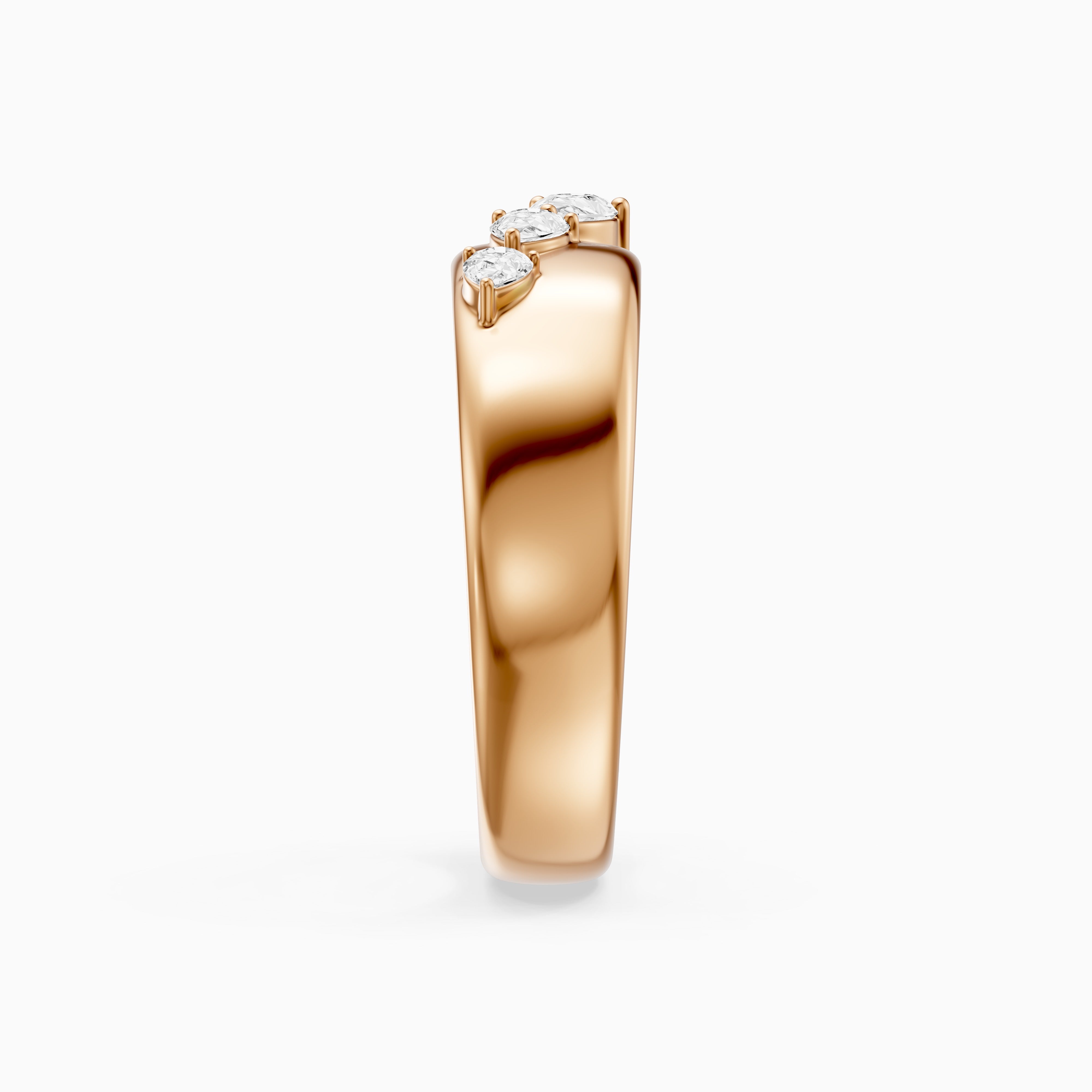 Britta Pear Cut Lab Diamond Graduated Three Stone Cigar Band