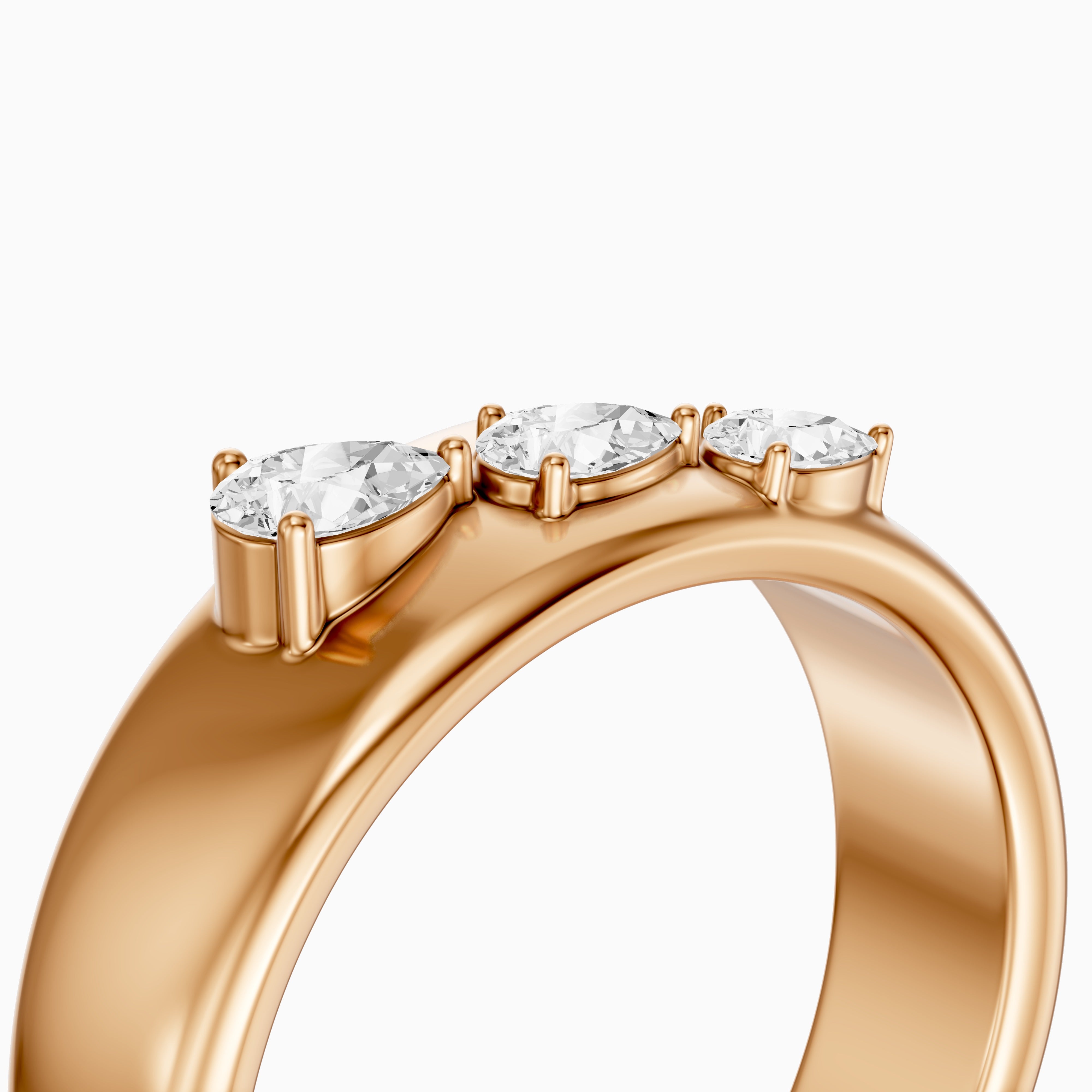 Britta Pear Cut Lab Diamond Graduated Three Stone Cigar Band