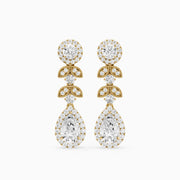 Galilea Pear and Round Vintage Filigree Lab Grown Diamond Drop Earrings