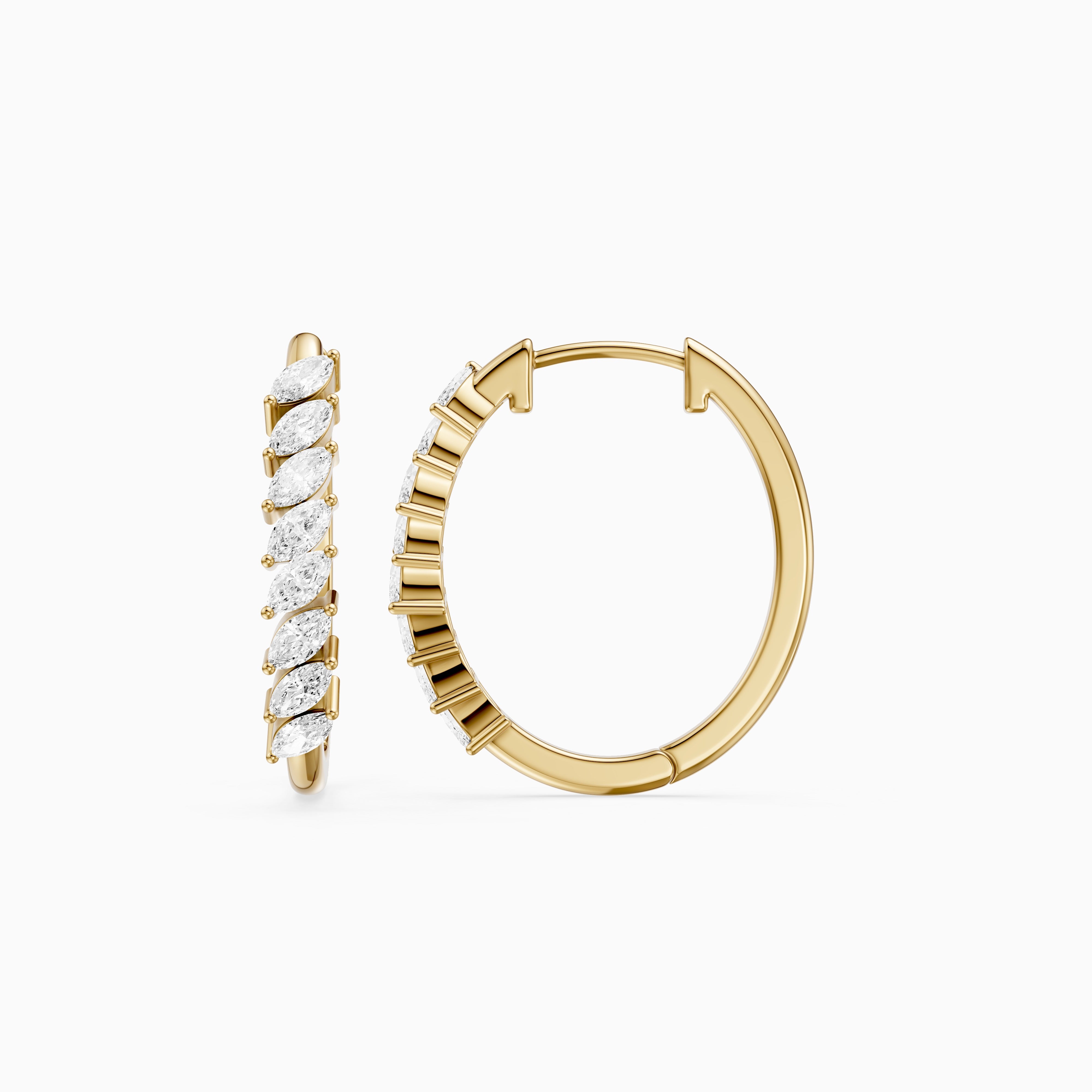 Luca Marquise Cut Lab Grown Diamond Vine Hoop Earrings