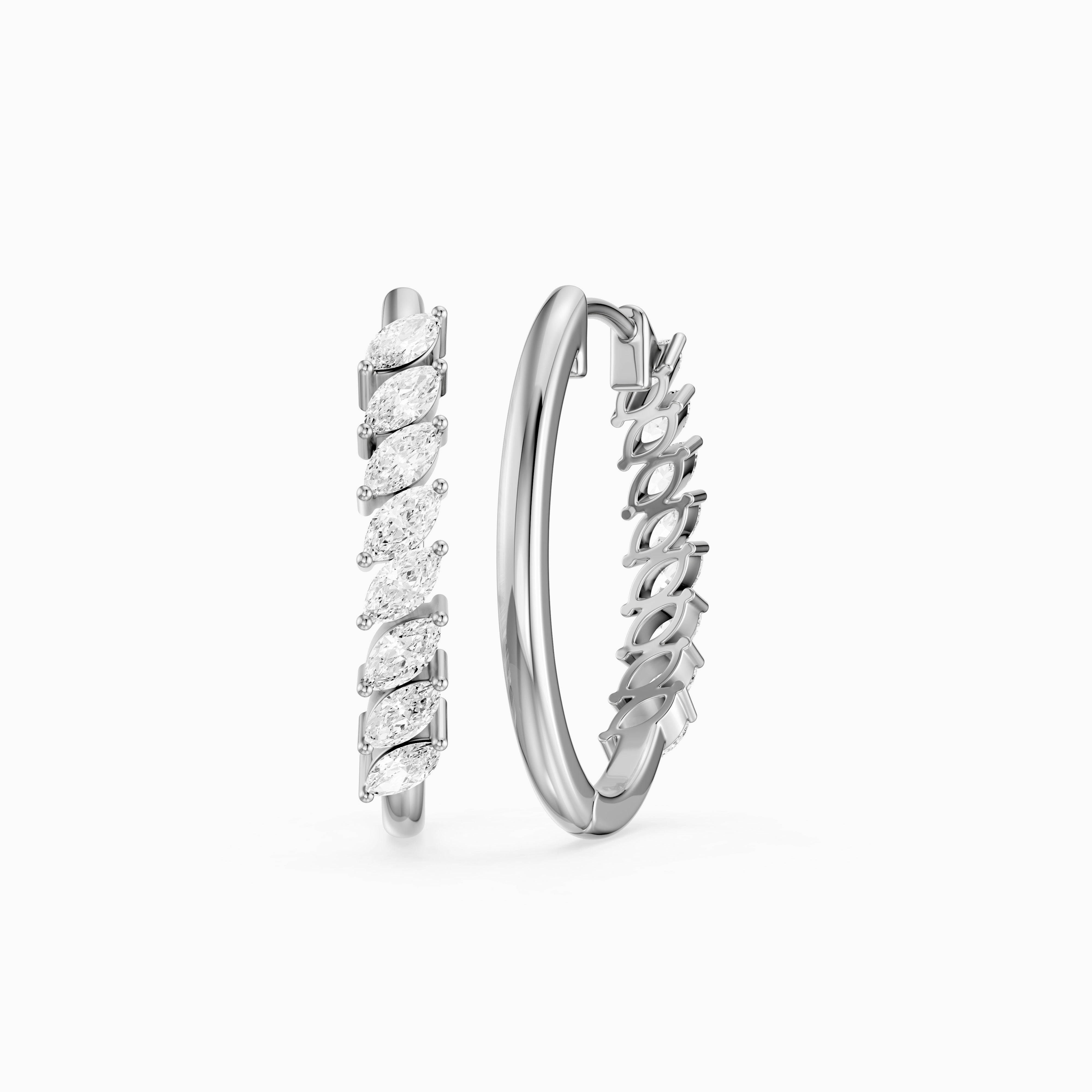 Luca Marquise Cut Lab Grown Diamond Vine Hoop Earrings