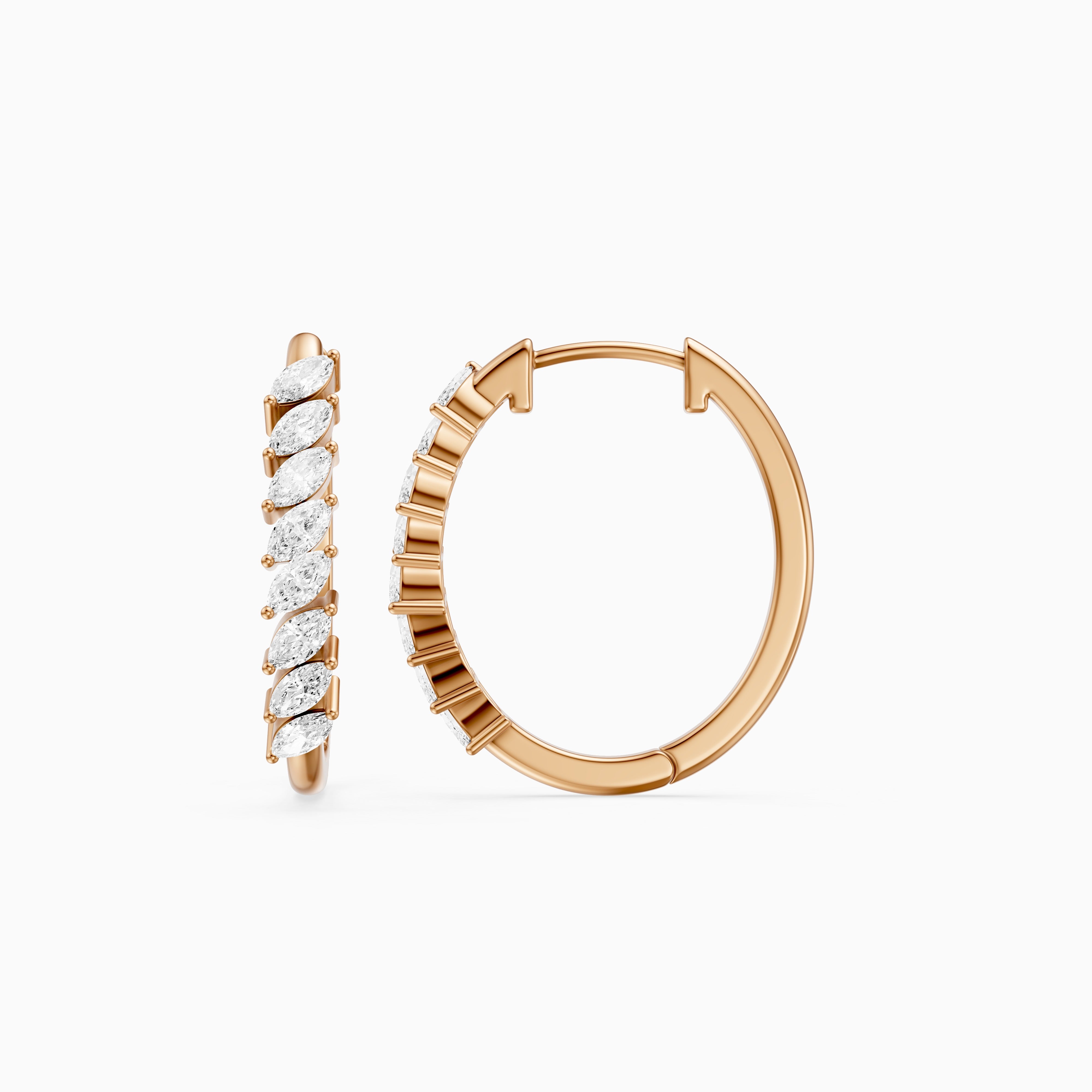 Luca Marquise Cut Lab Grown Diamond Vine Hoop Earrings