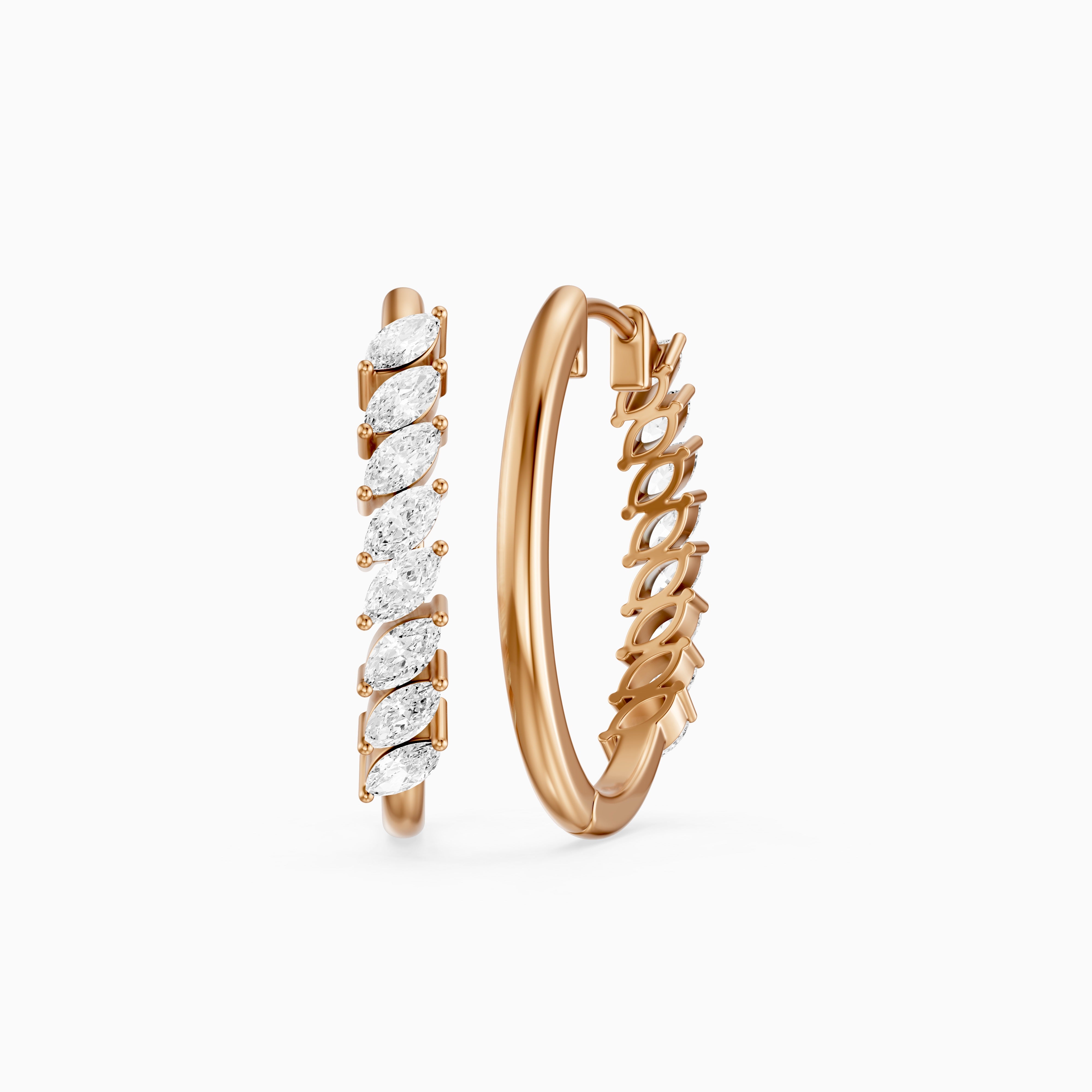 Luca Marquise Cut Lab Grown Diamond Vine Hoop Earrings