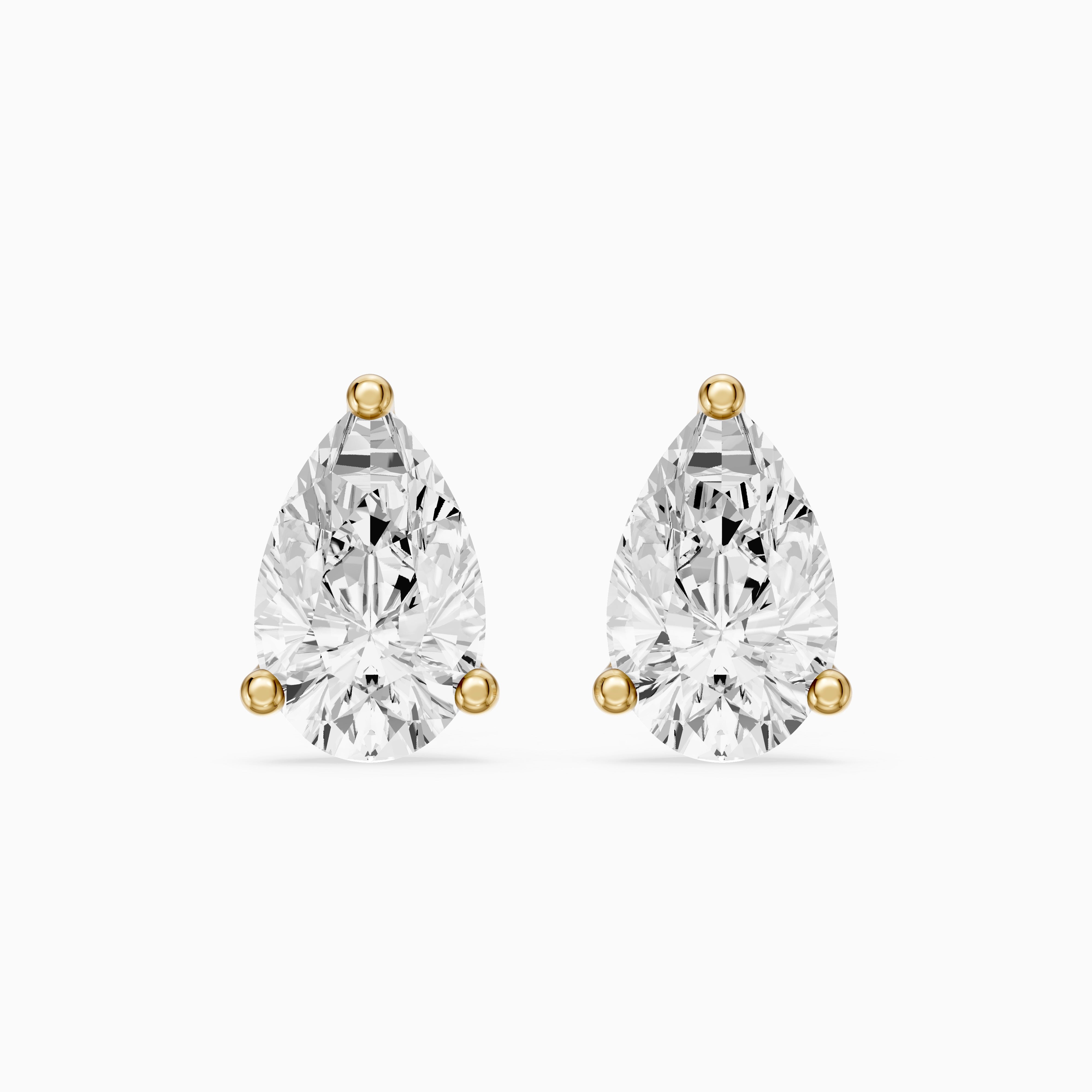 Saoirse Pear Cut Lab Grown Diamond Classic Basket Stud Earrings