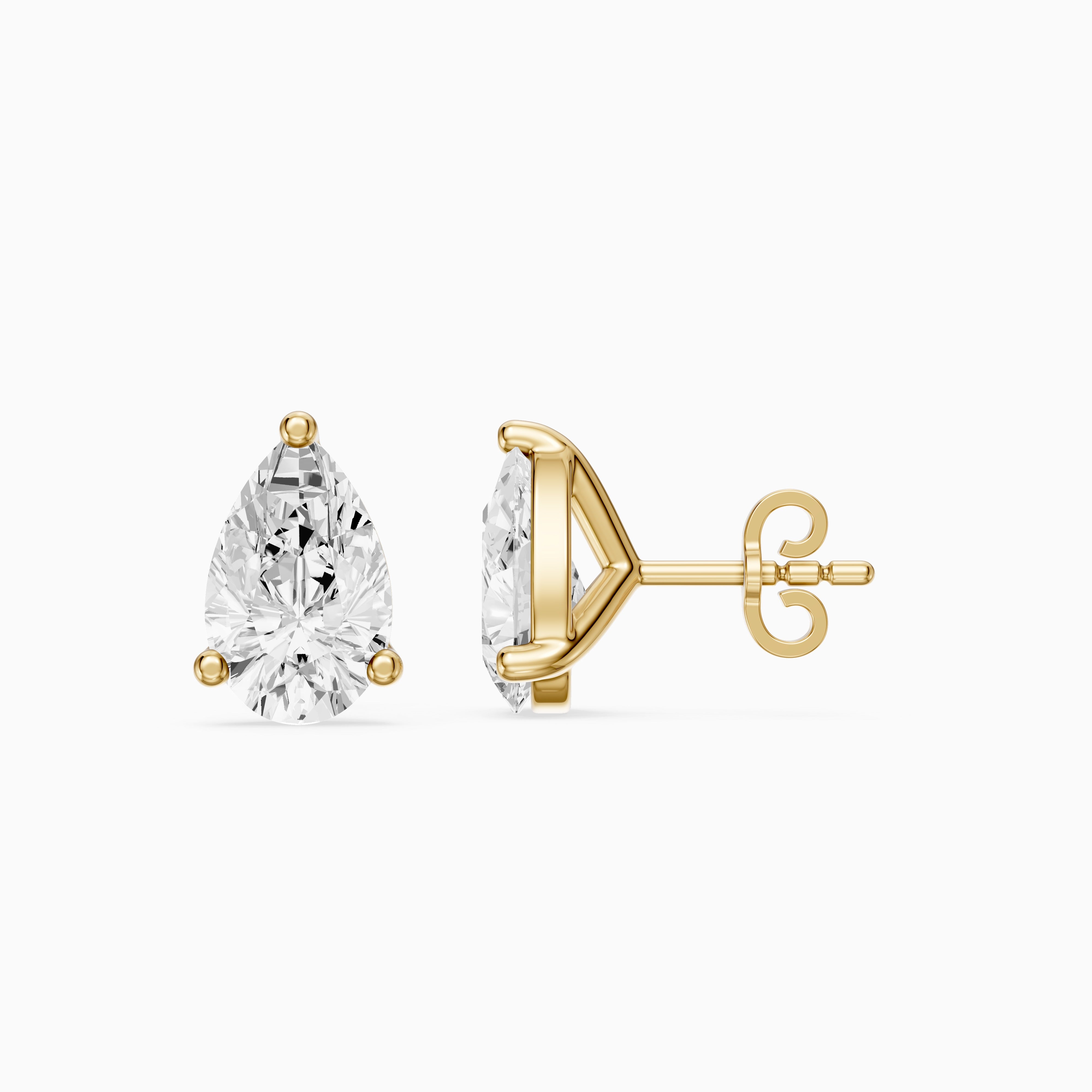 Saoirse Pear Cut Lab Grown Diamond Classic Basket Stud Earrings