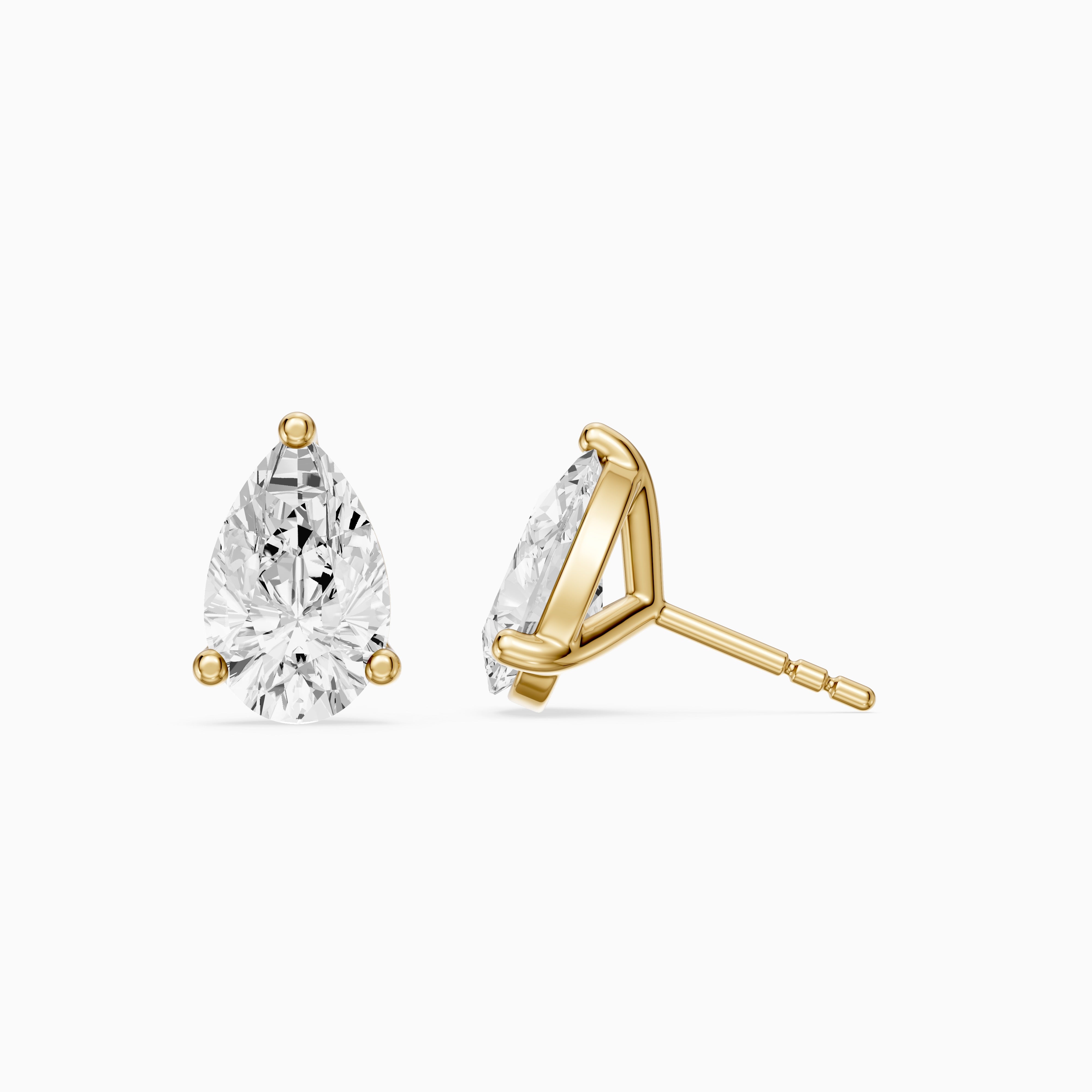 Saoirse Pear Cut Lab Grown Diamond Classic Basket Stud Earrings