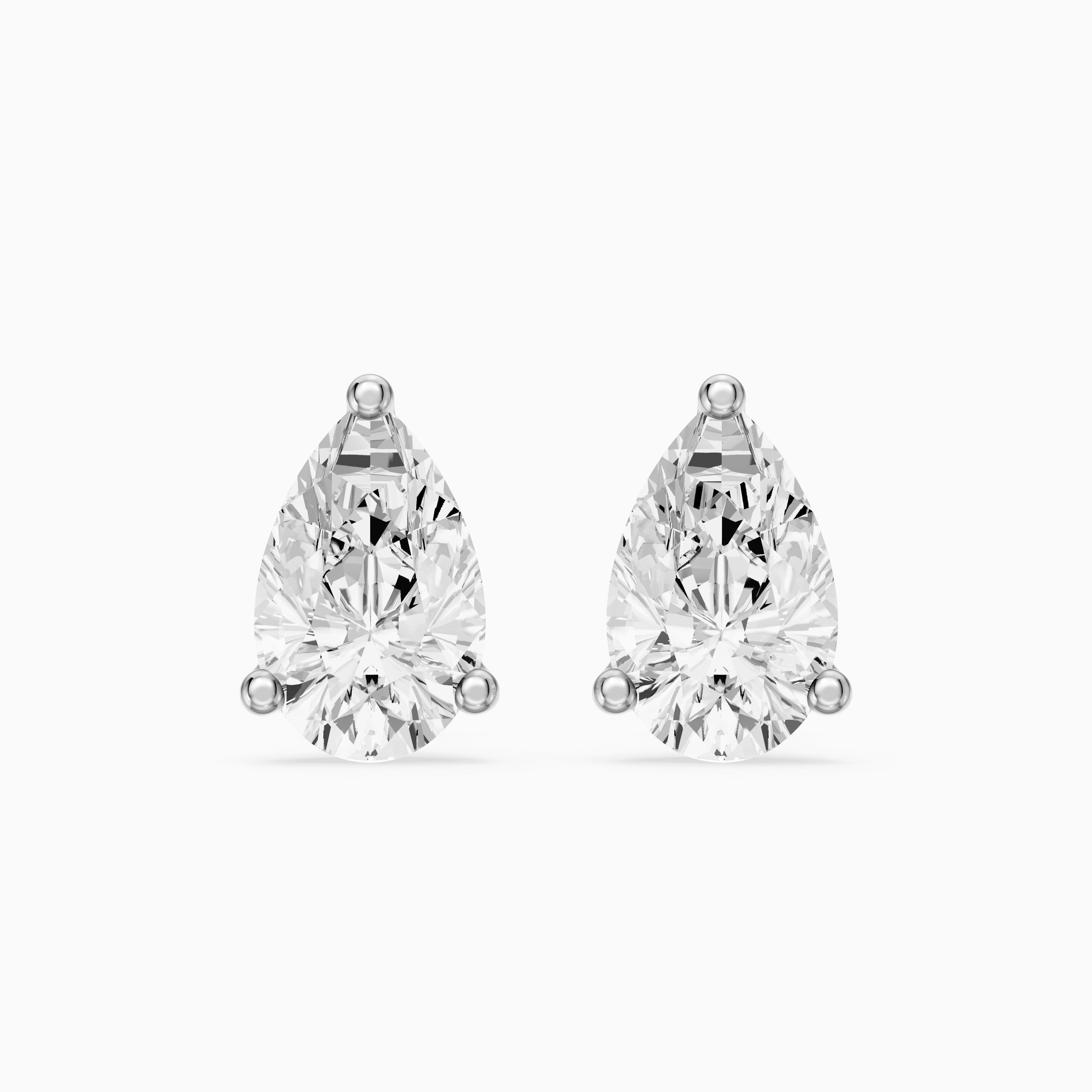 Saoirse Pear Cut Lab Grown Diamond Classic Basket Stud Earrings