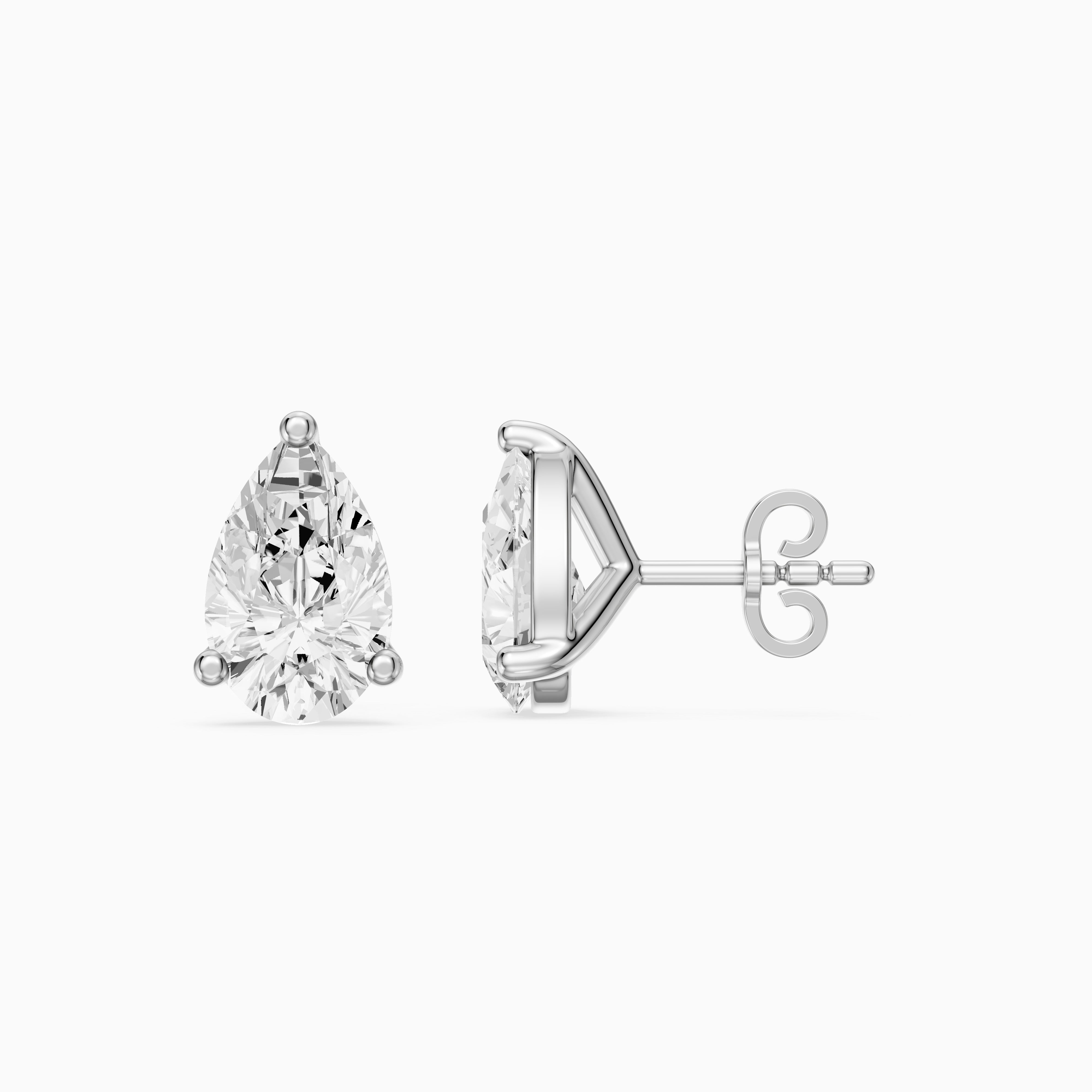 Saoirse Pear Cut Lab Grown Diamond Classic Basket Stud Earrings
