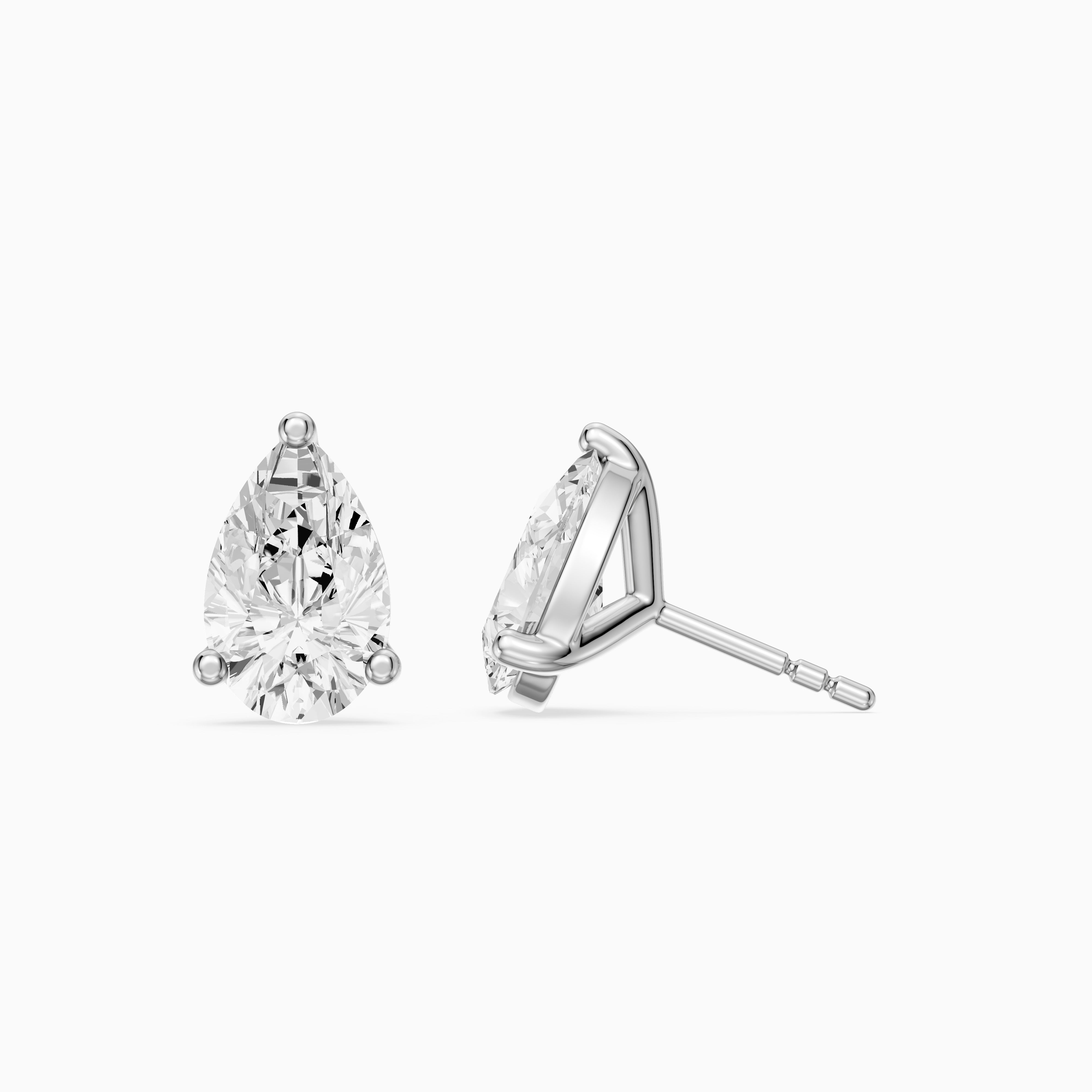 Saoirse Pear Cut Lab Grown Diamond Classic Basket Stud Earrings