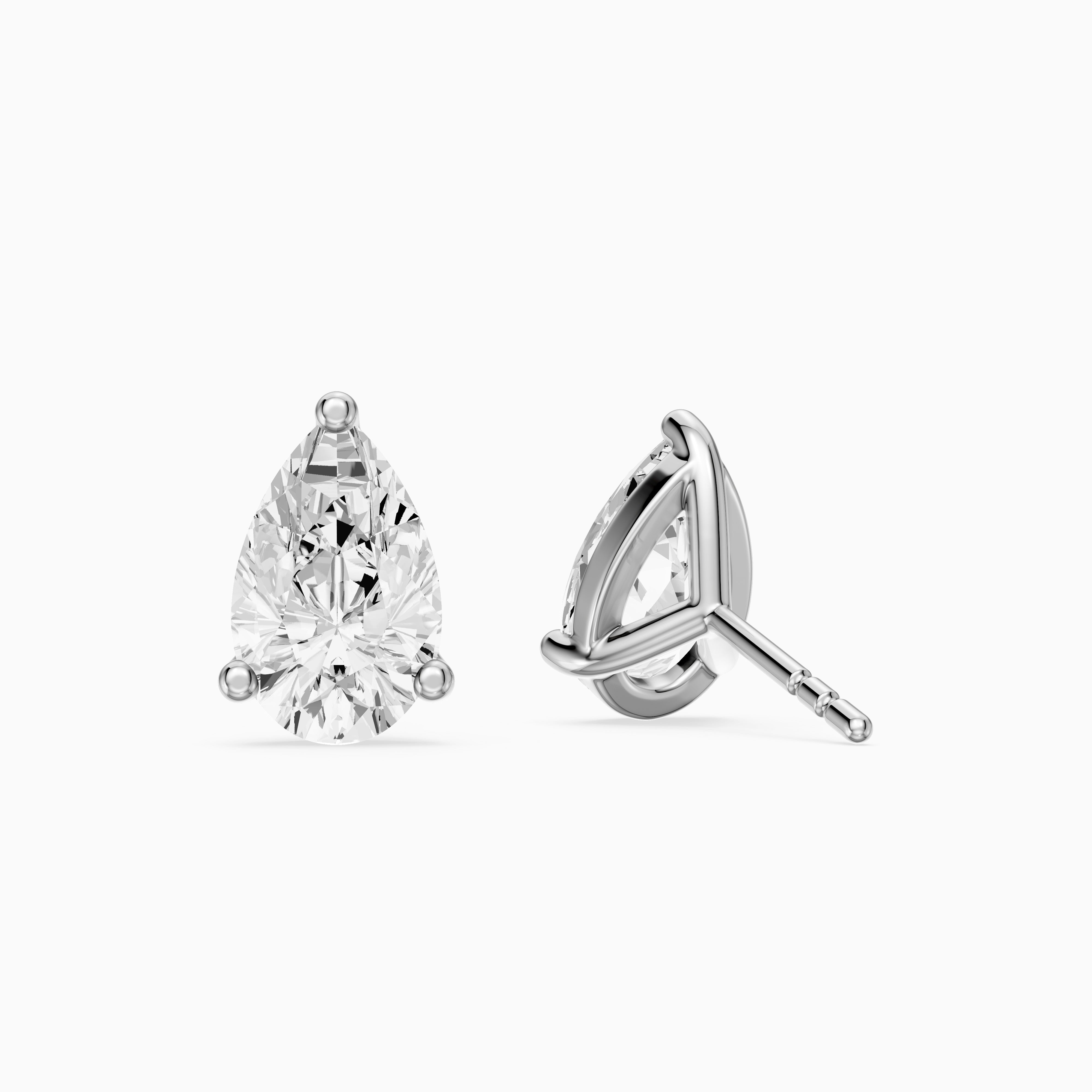 Saoirse Pear Cut Lab Grown Diamond Classic Basket Stud Earrings