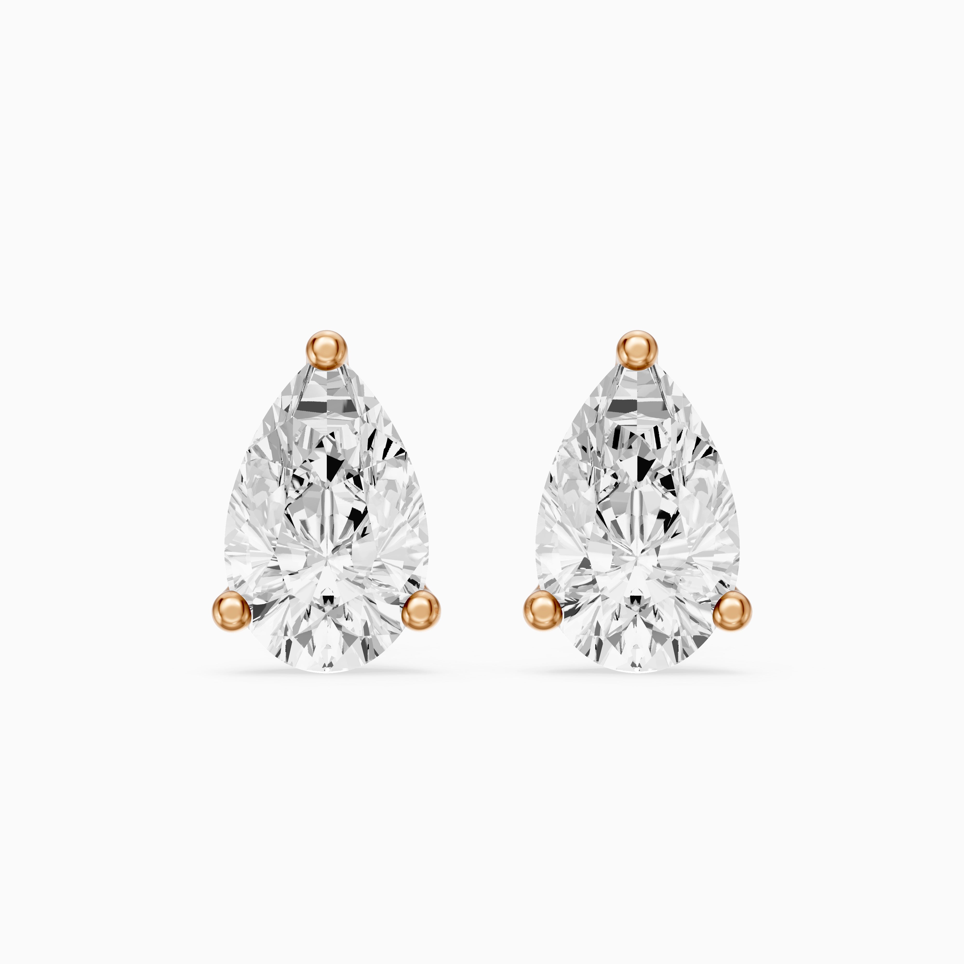 Saoirse Pear Cut Lab Grown Diamond Classic Basket Stud Earrings