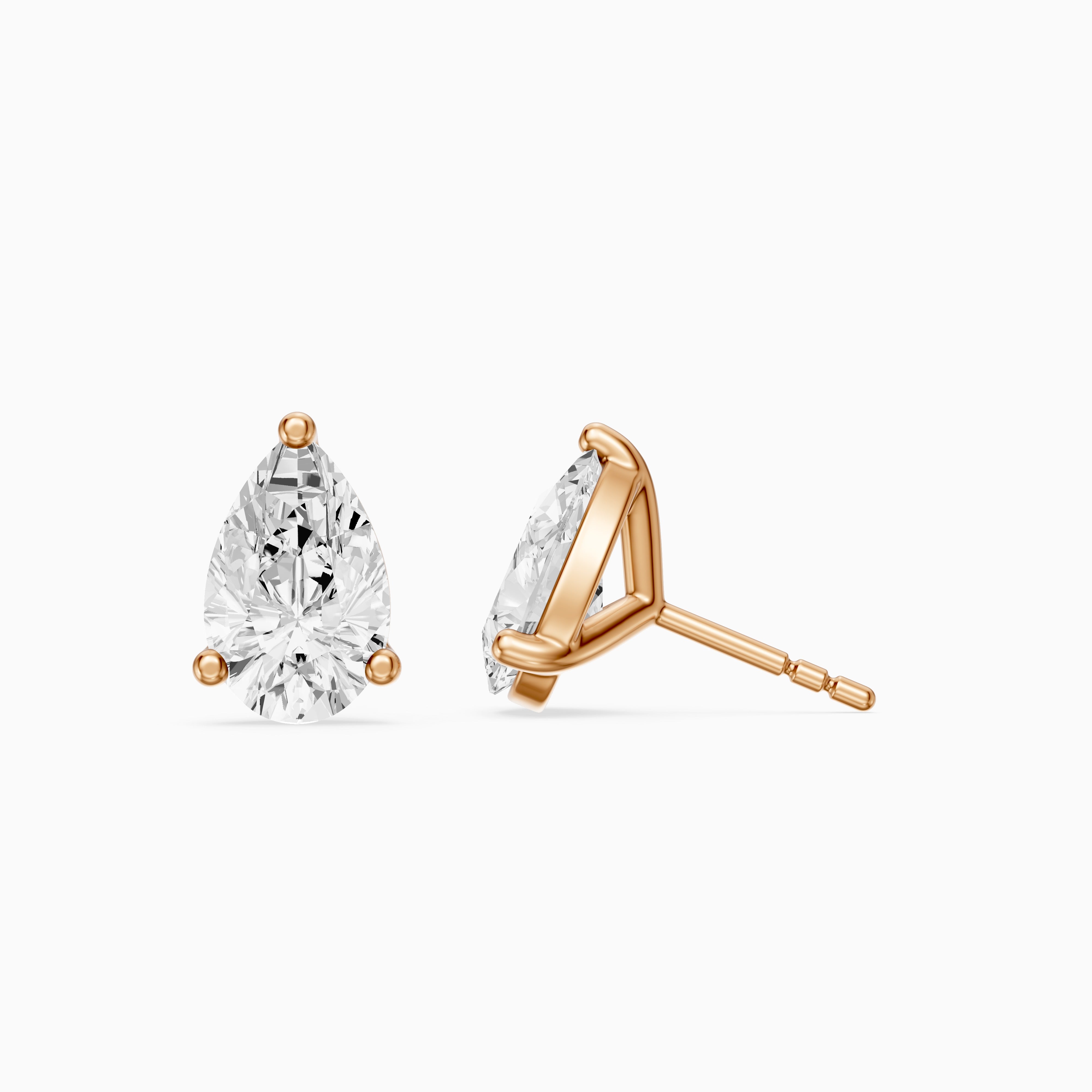 Saoirse Pear Cut Lab Grown Diamond Classic Basket Stud Earrings
