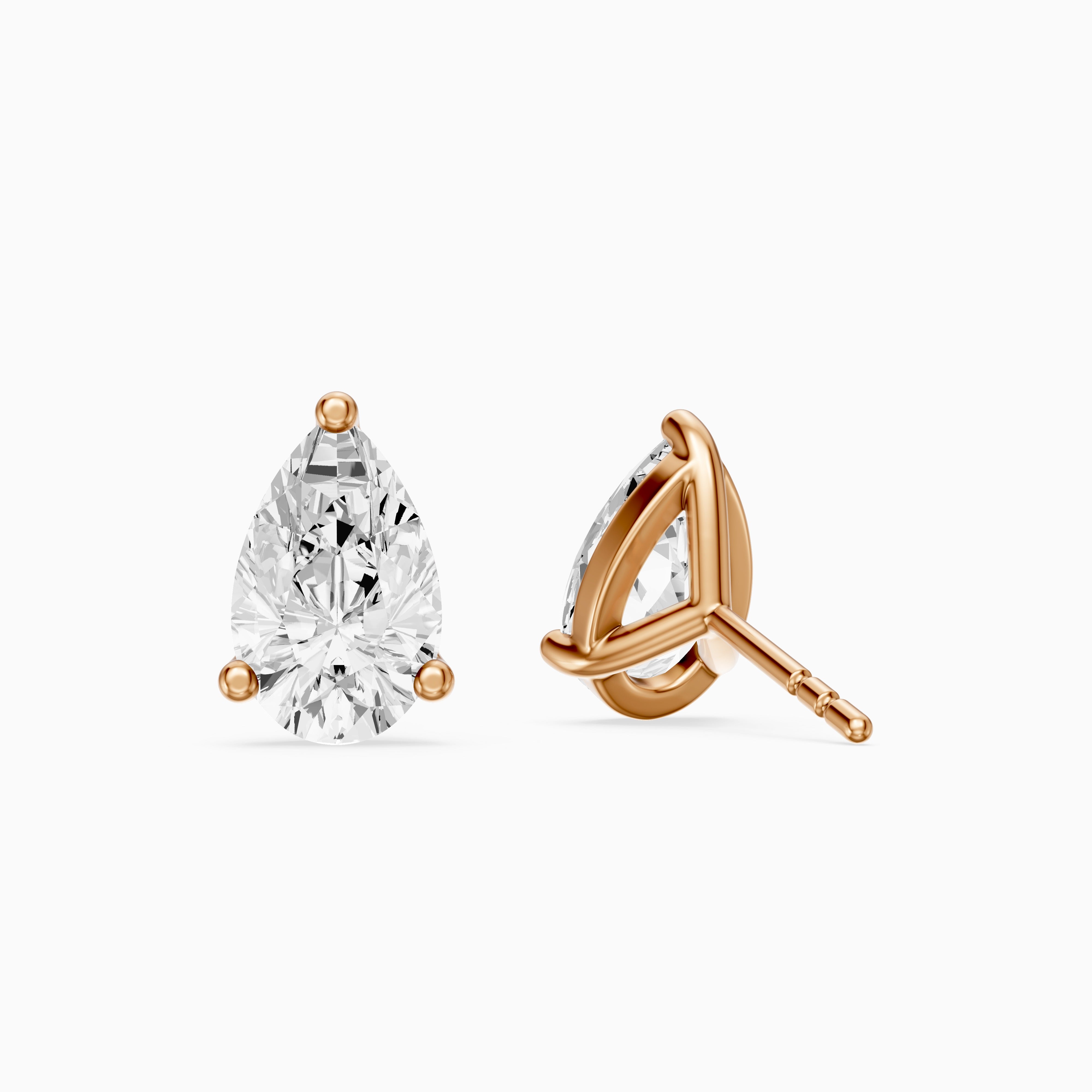 Saoirse Pear Cut Lab Grown Diamond Classic Basket Stud Earrings