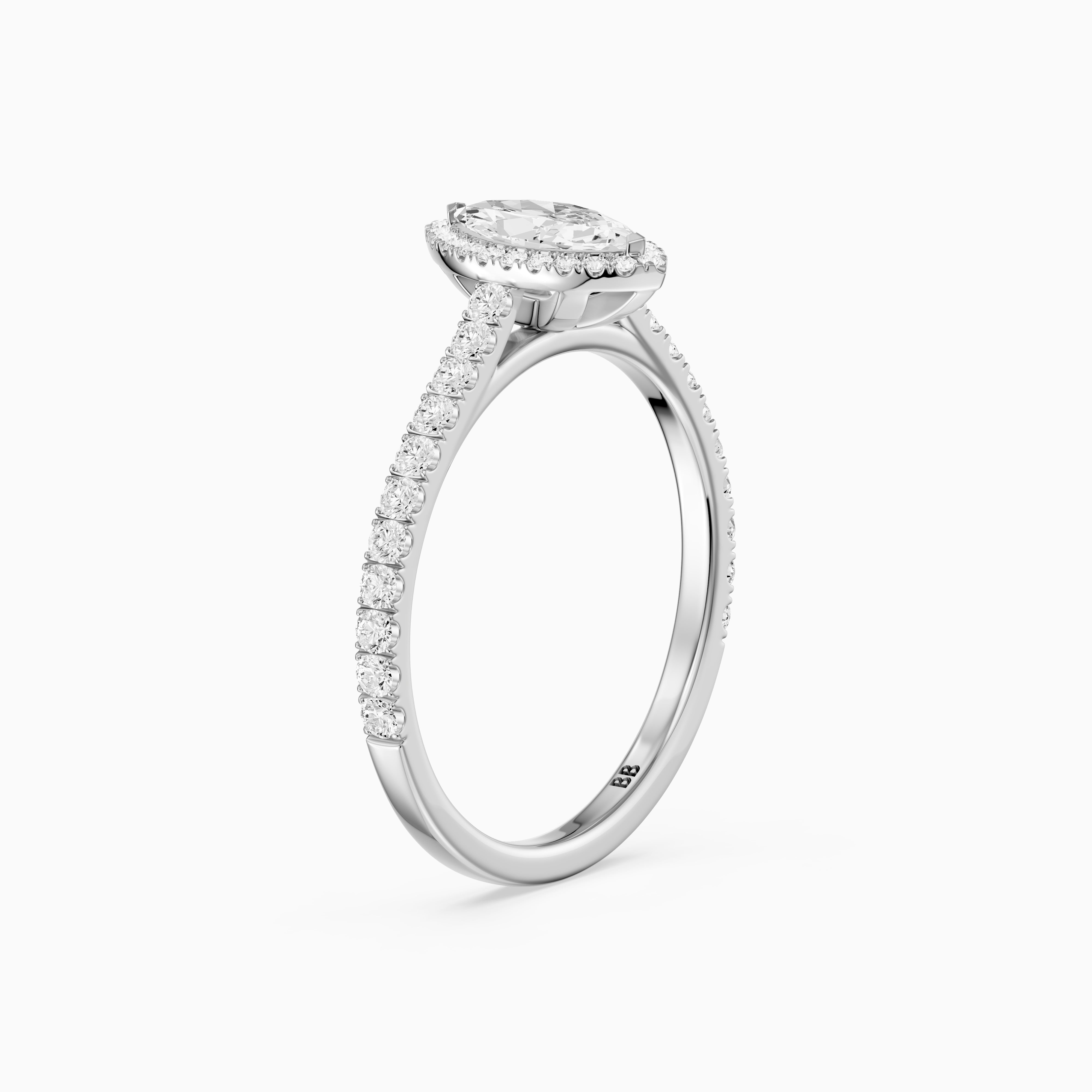Sloane Marquise Cut Halo Cathedral Pave Lab Grown Diamond Ring