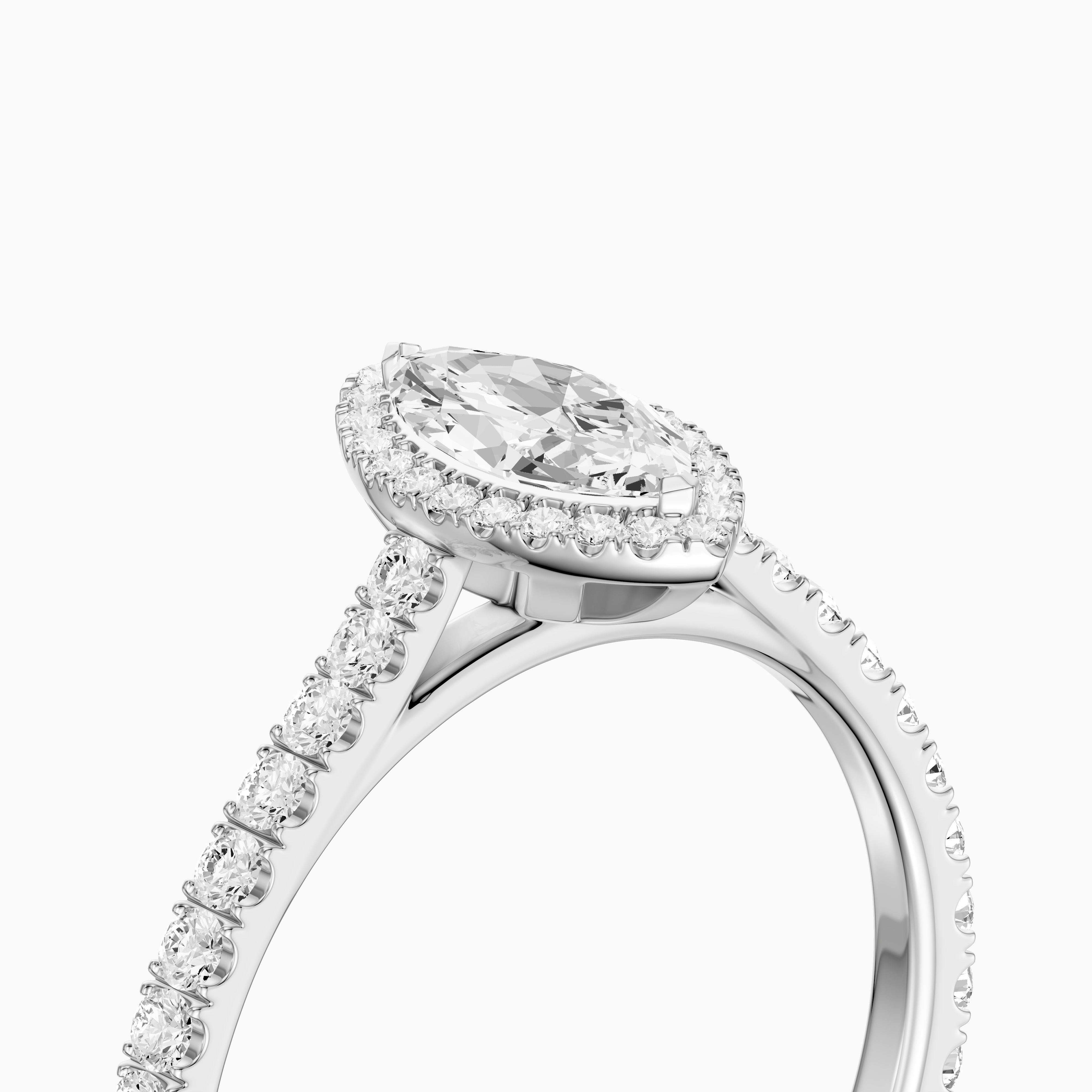 Sloane Marquise Cut Halo Cathedral Pave Lab Grown Diamond Ring