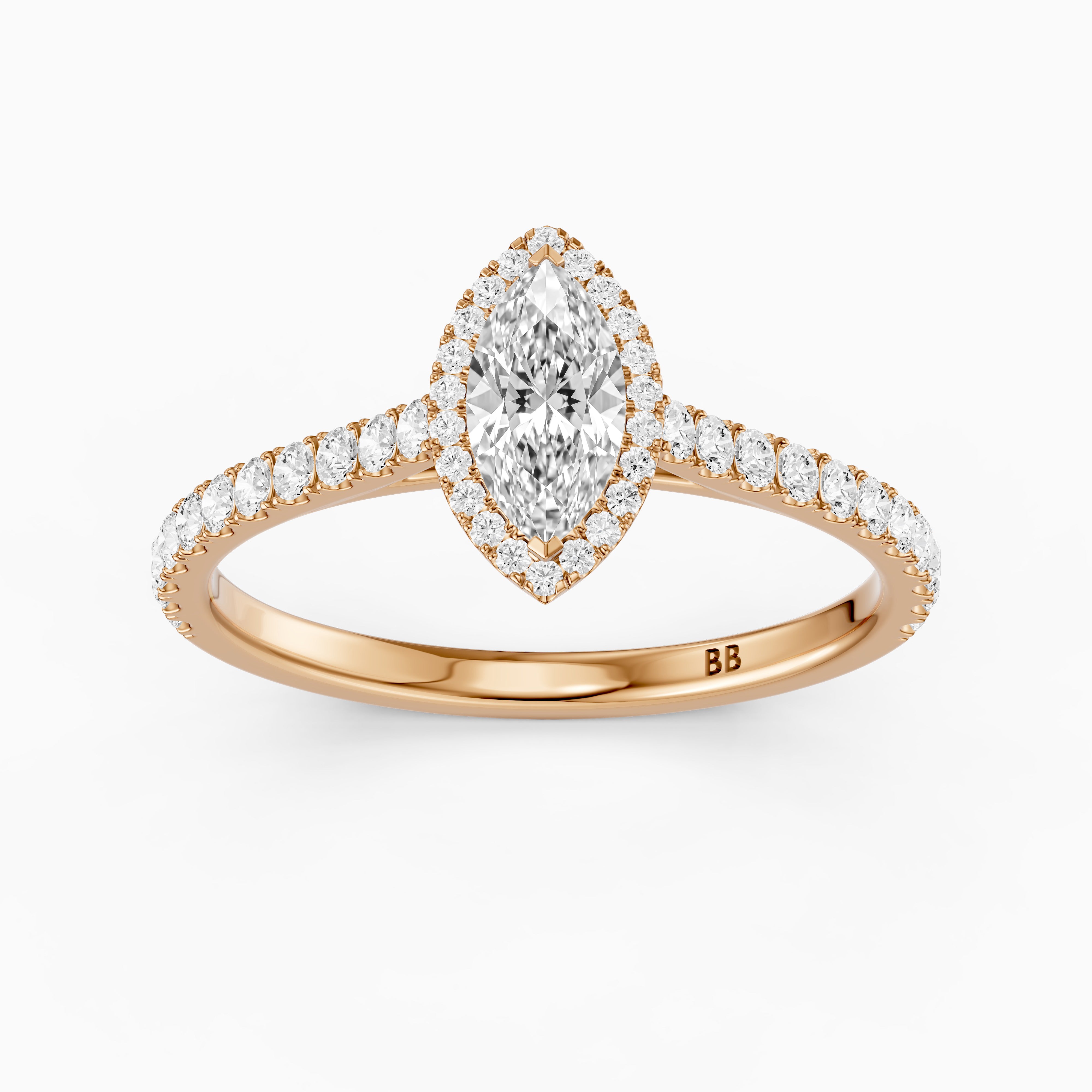 Sloane Marquise Cut Halo Cathedral Pave Lab Grown Diamond Ring