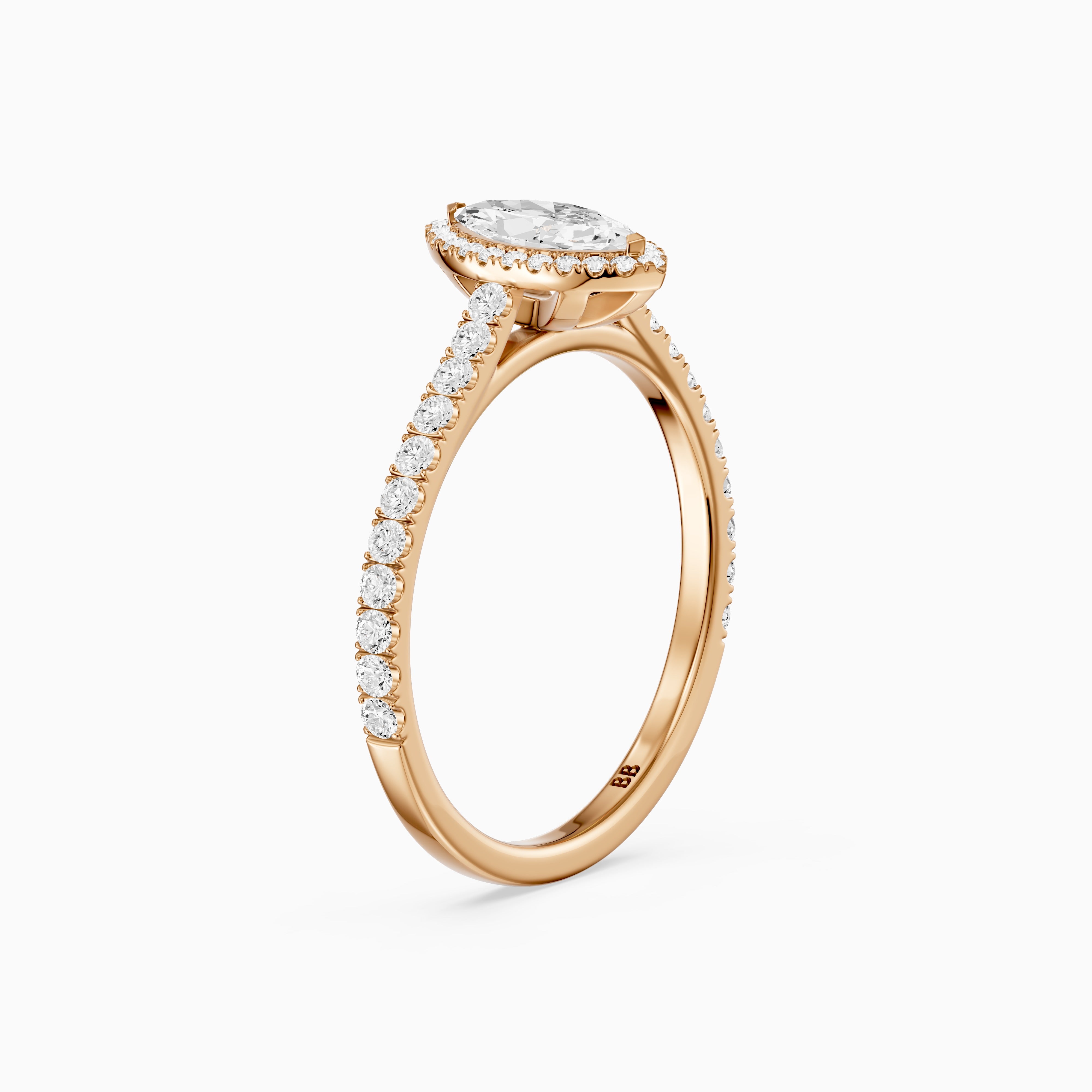 Sloane Marquise Cut Halo Cathedral Pave Lab Grown Diamond Ring